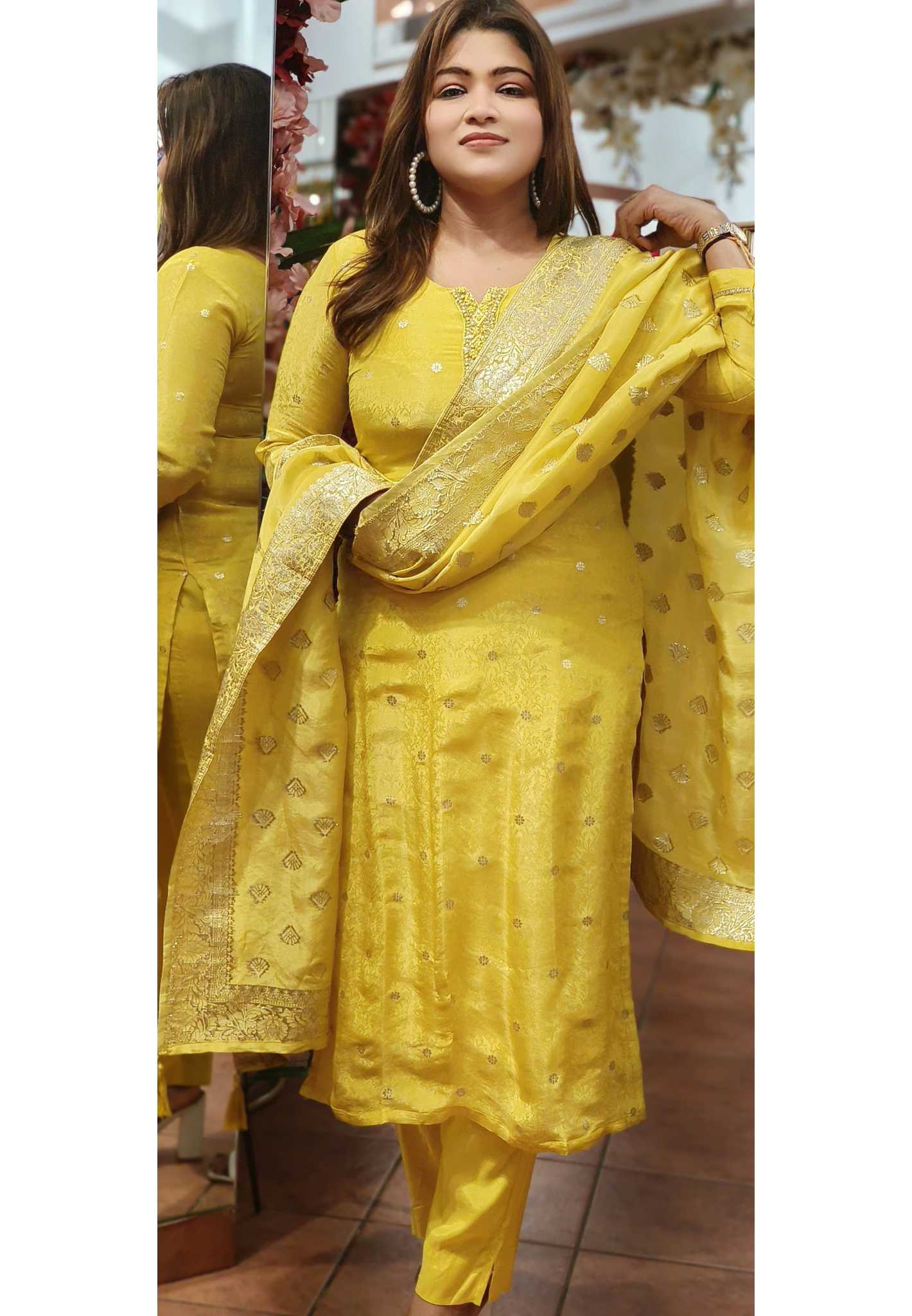 Party Wear Beautiful Silk Yellow Full Suit Set-06556