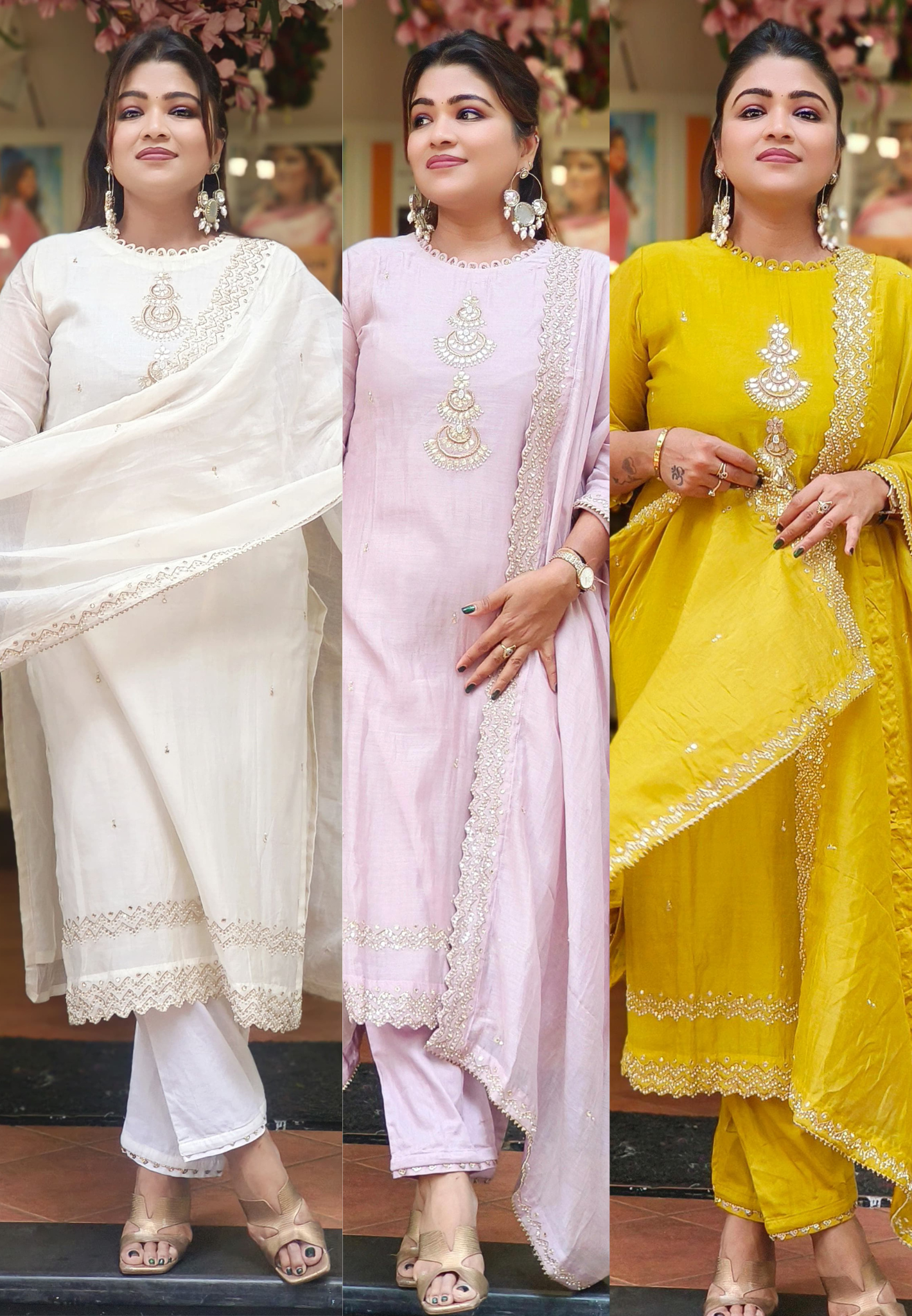Chanderi Silk Beautiful Neck Embroidery Straight Cut Kurta Pant With Beautiful Embroidered Dupatta-