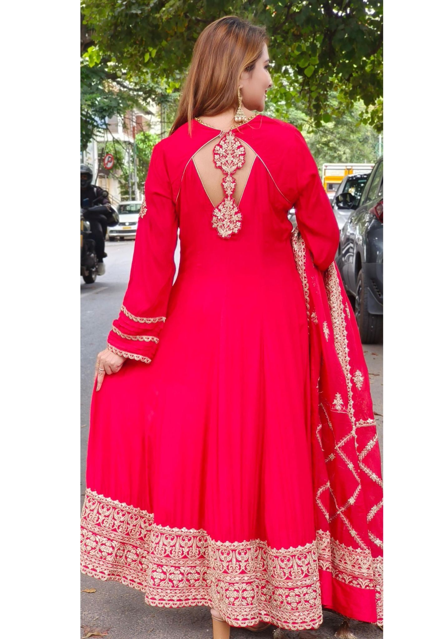 Floor length Beautiful Jari Work Flare Anarkali With Dupatta And Bottom DRYWASH-06818