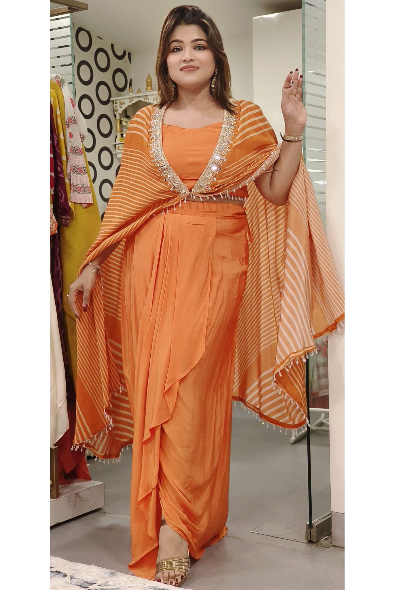 Stylish Indo-western Party Wear 3 Piece Set DRYWASH