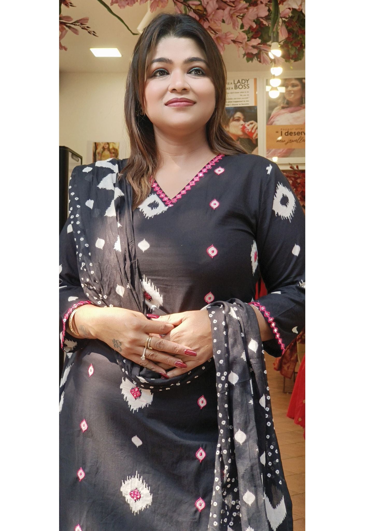 Pure crape Printed Cutdana Work Plazzo Full Set-07353