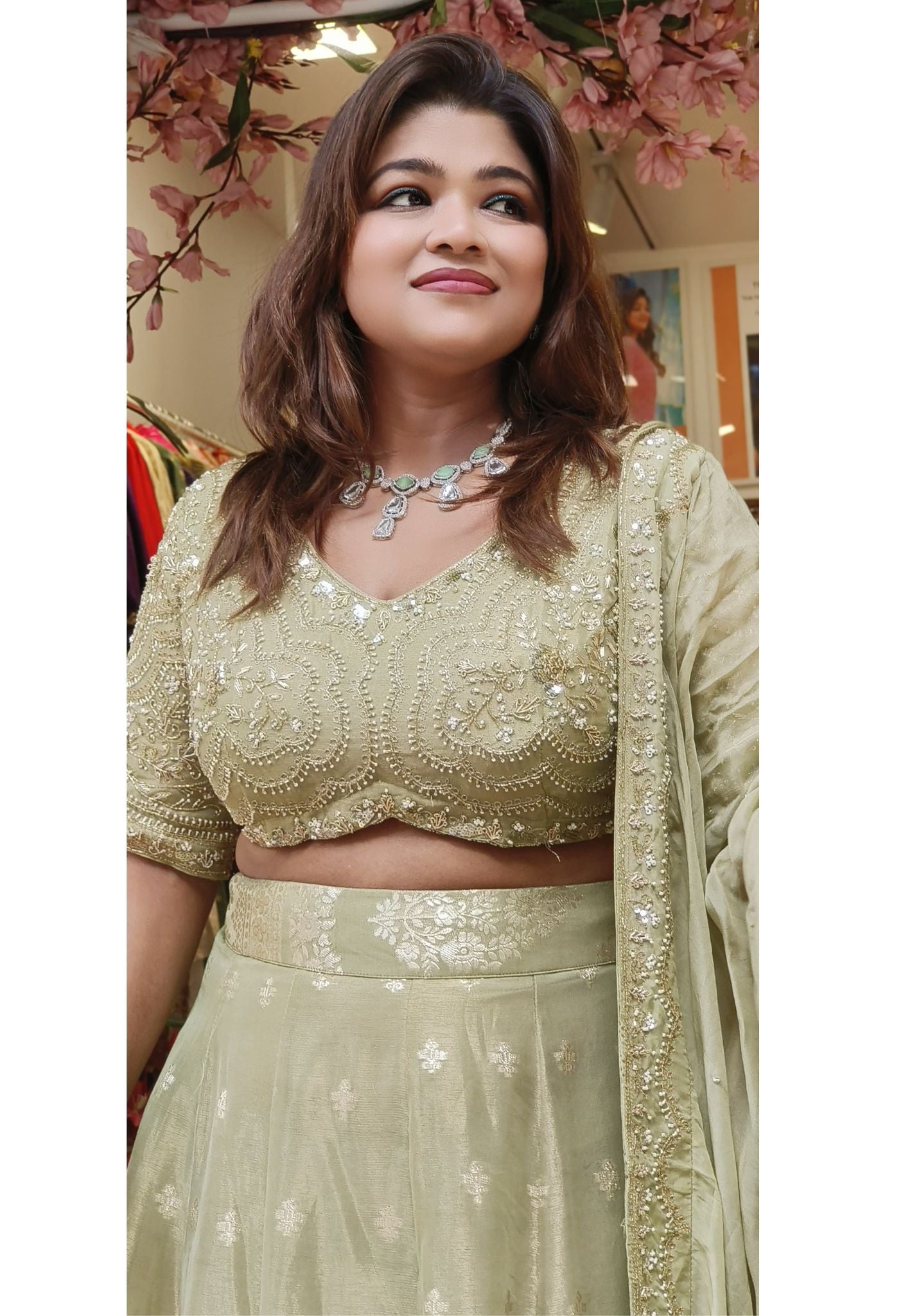 Designer Heavy Embroidery Blouse And Silk Lehenga With Heavy Border Dupatta DRY WASH-
