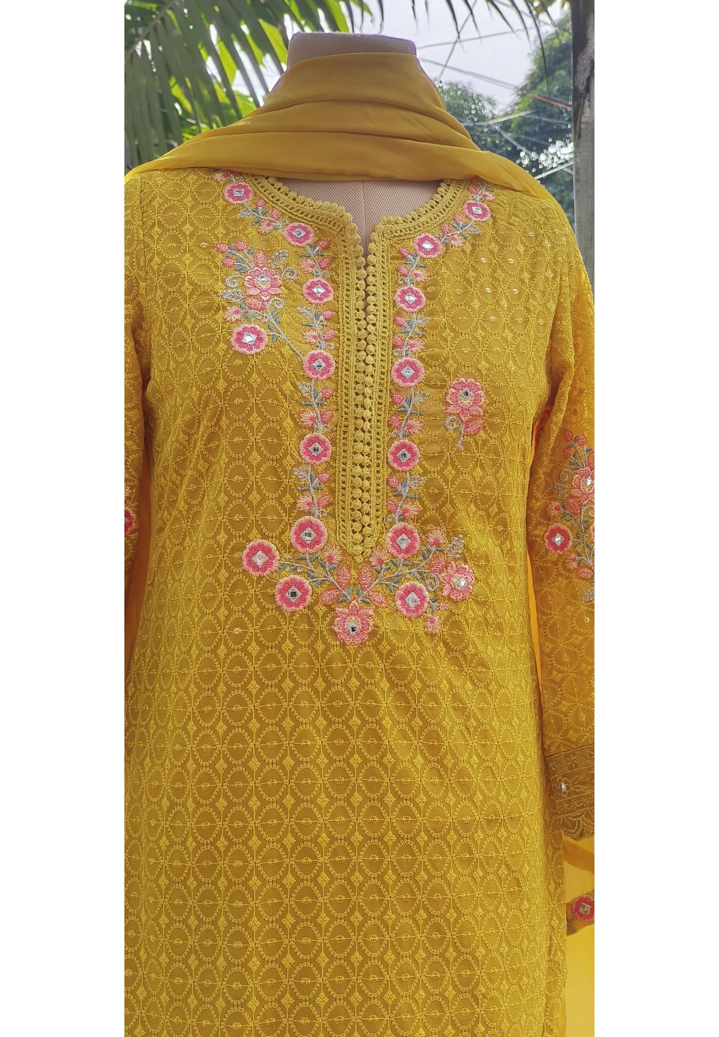 Chikankari Thread Embroidery straight cut Full suit-03794