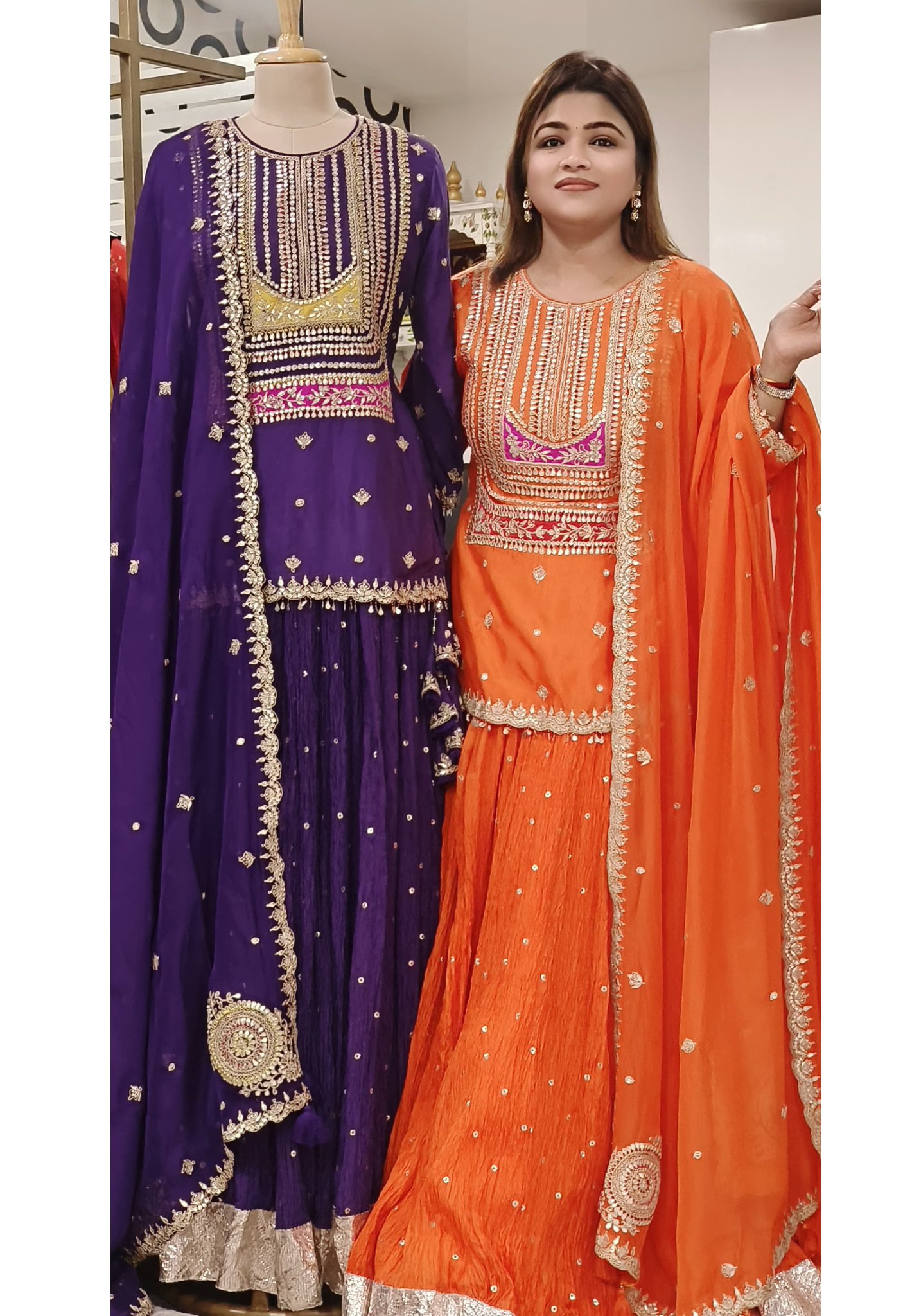Beautiful Gotapatti And Zardosi Embroidery Blouse And Lehanga With Organza Dupatta- DRYWASHONLY -(Dispatching After 20Days)