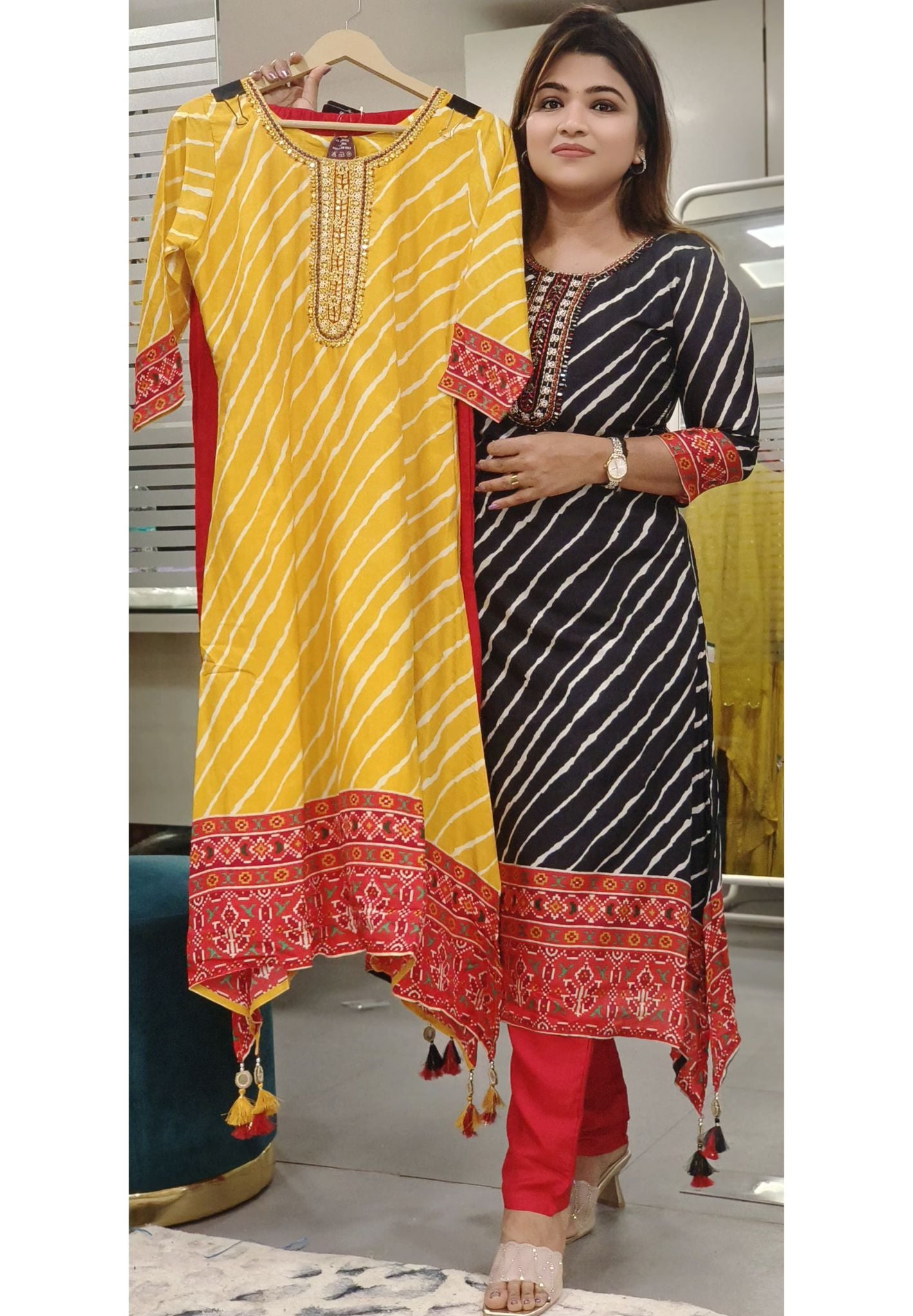 lehriya Silk Beautiful Neck Embroidery Kurta Pant(Lean Fit)-