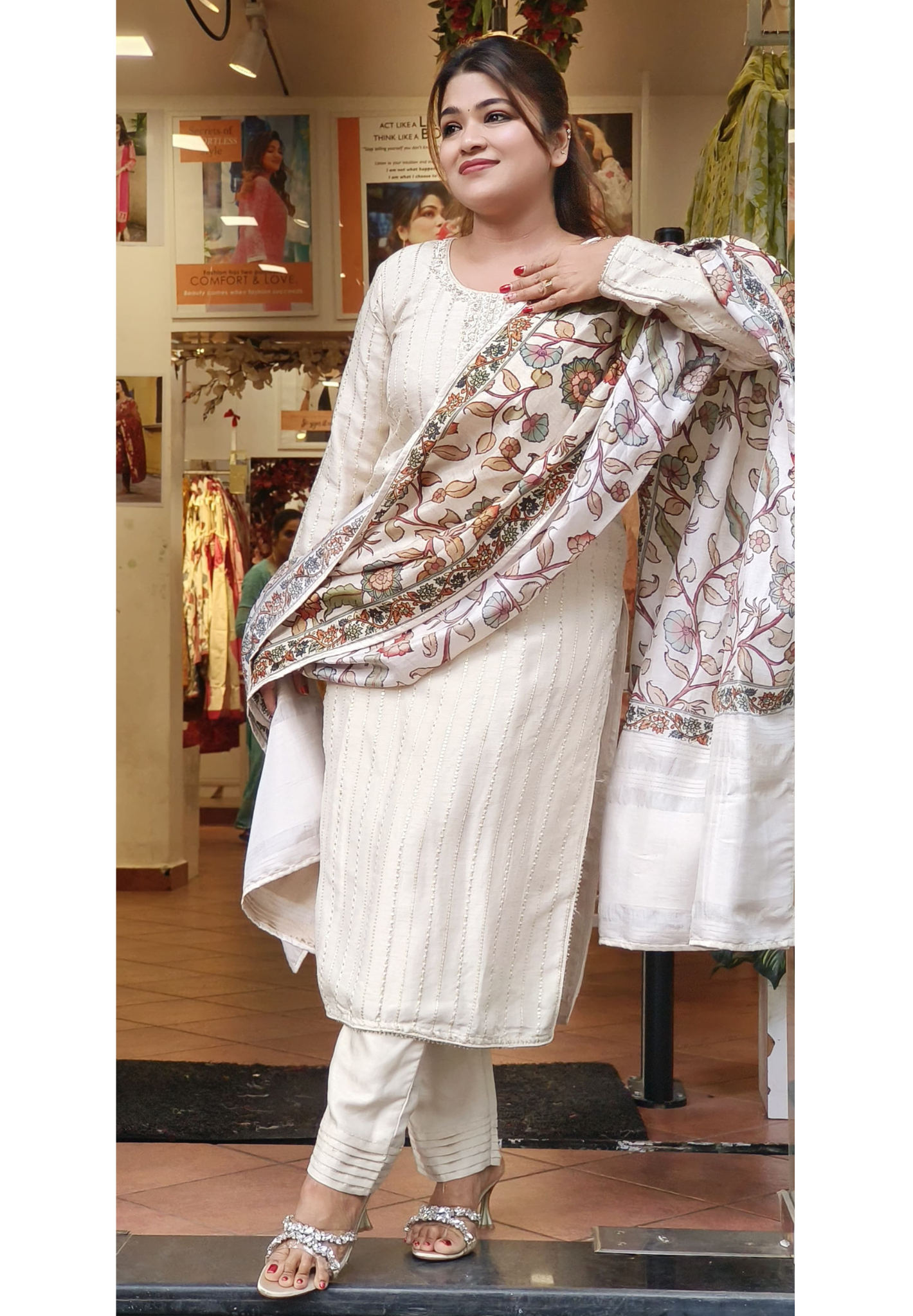 Elegant Embroidered Silk Kurta Pant With Printed Dupatta-