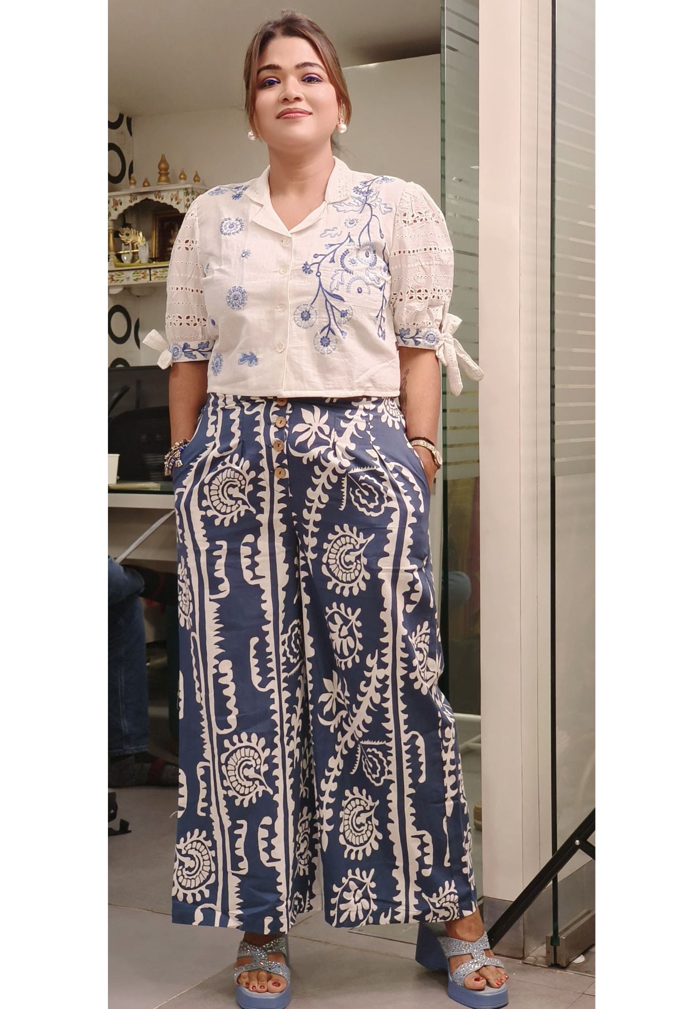 Beautiful Flex Cotton Embroidered Co-Ord Set-08759