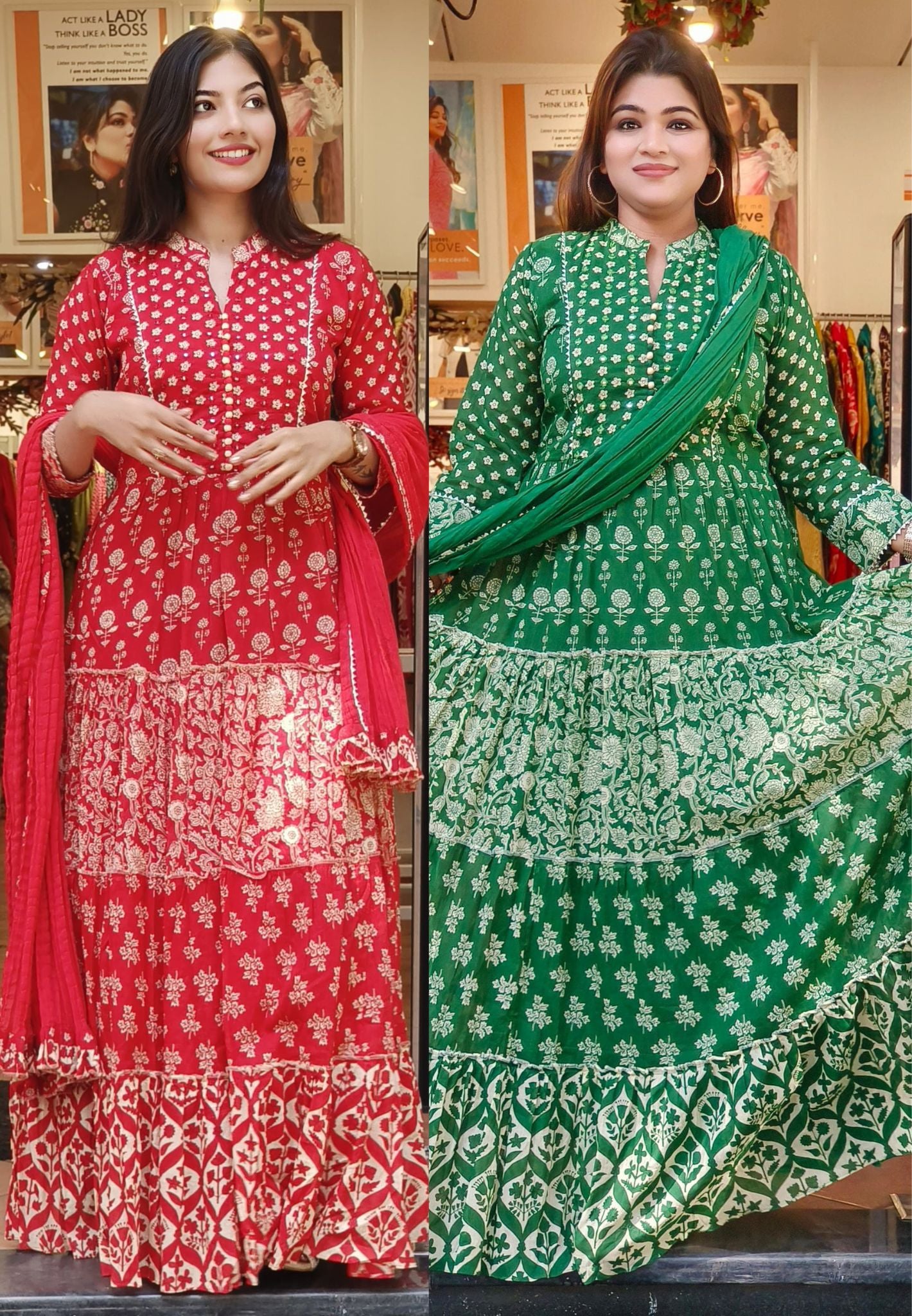 Pure Mul Cotton Floral Printed Floor Length Printed Gown