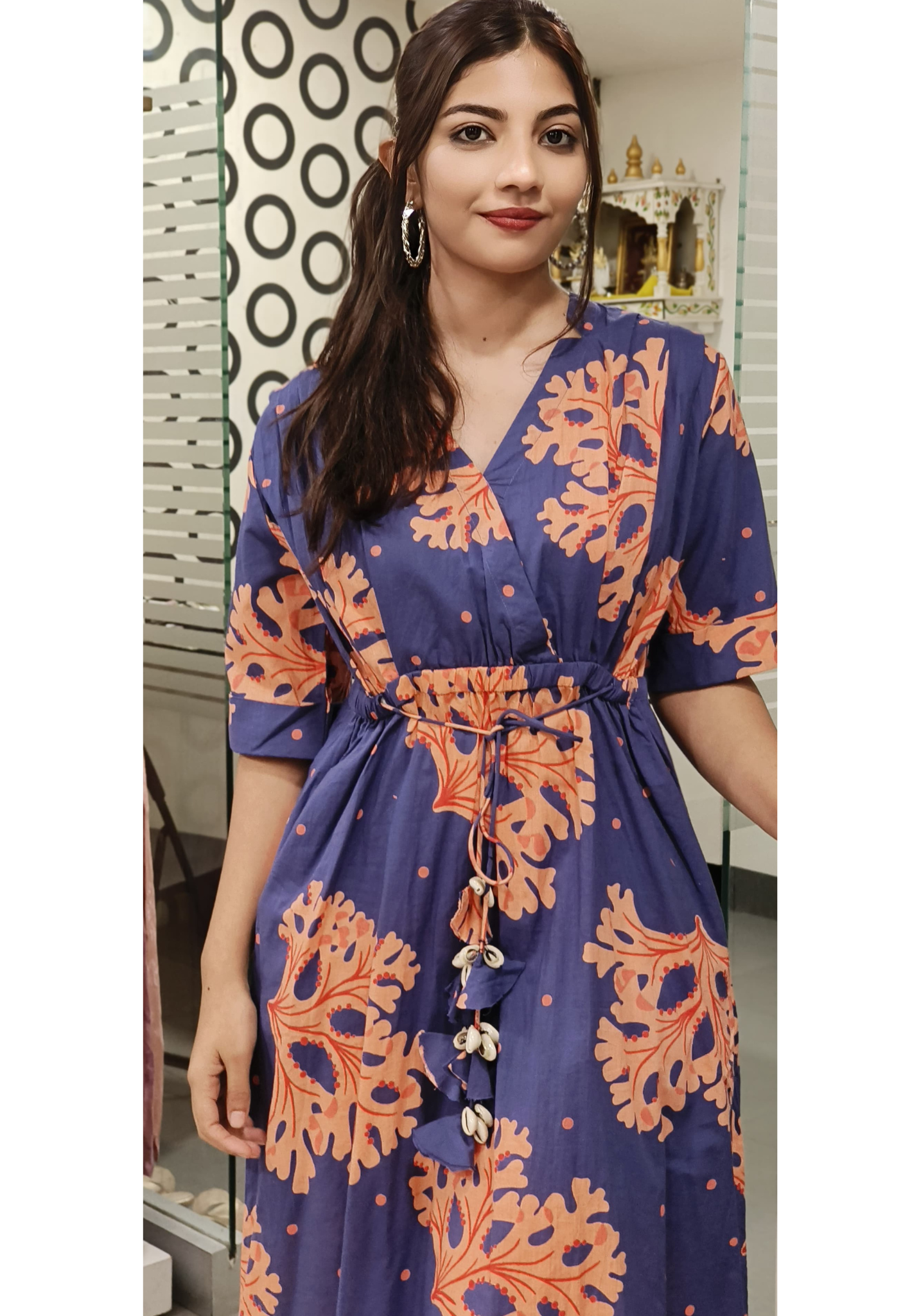 Stylish Summer Floral Print With Adjustable Srting Frock-09112