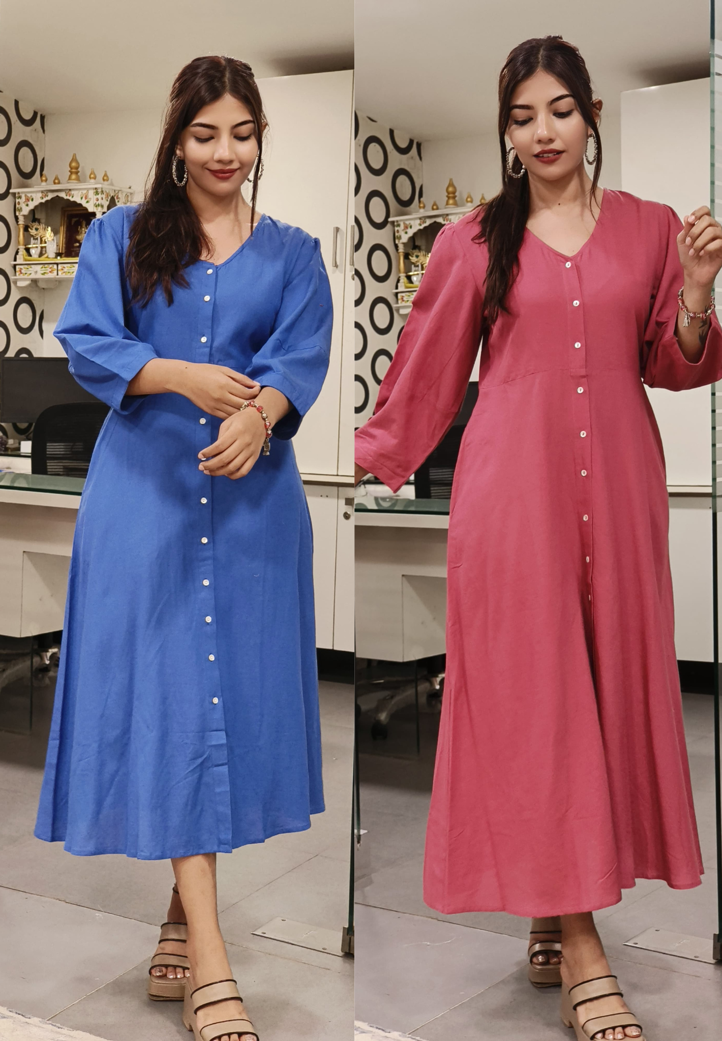 Solid Shade Summer Frock with Pockets-09110