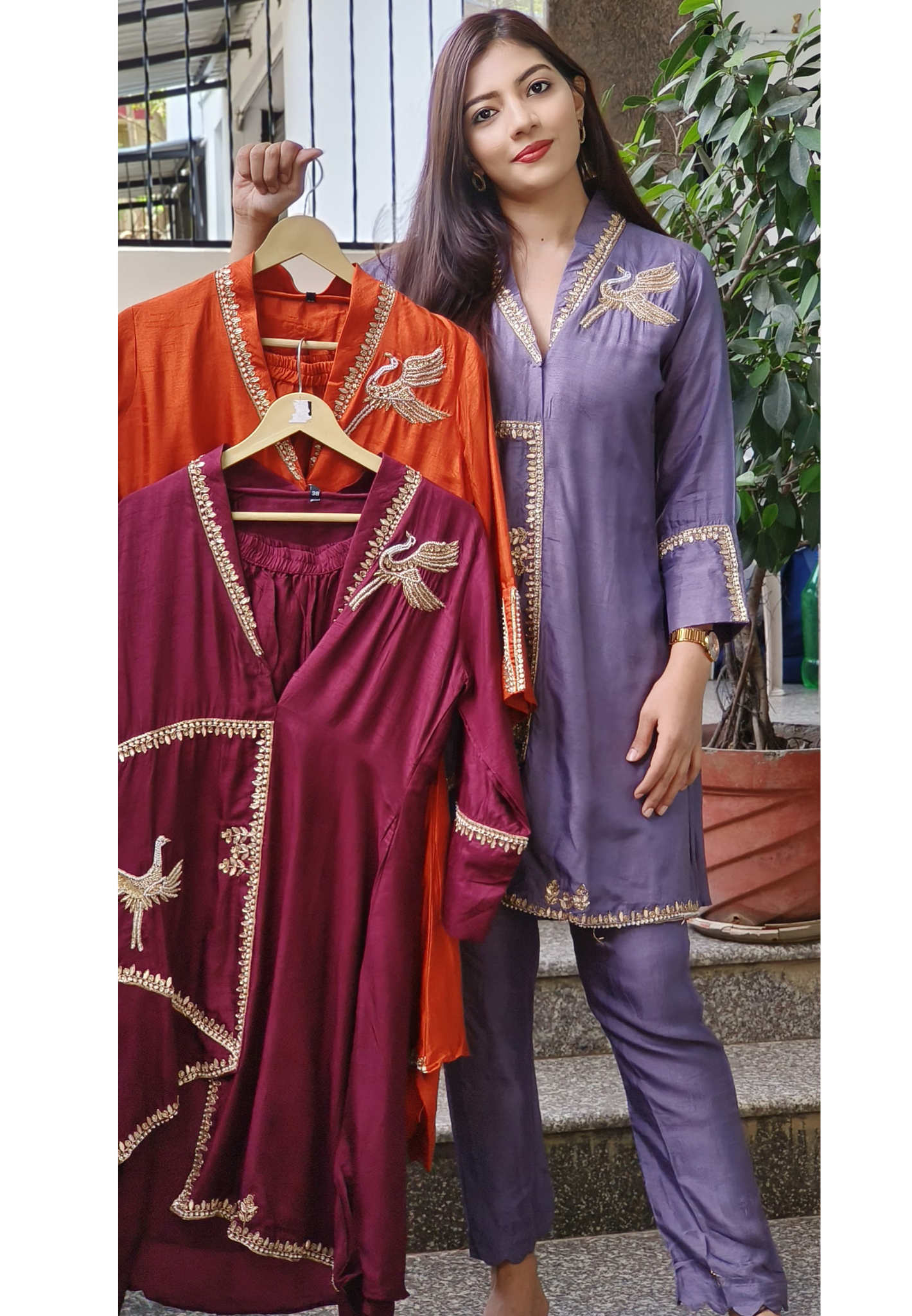 Elegant Silk Indo-Western Kurta Pant Set – A Fusion of Tradition & Contemporary Style with Intricate Embroidery 09298,09296,09297