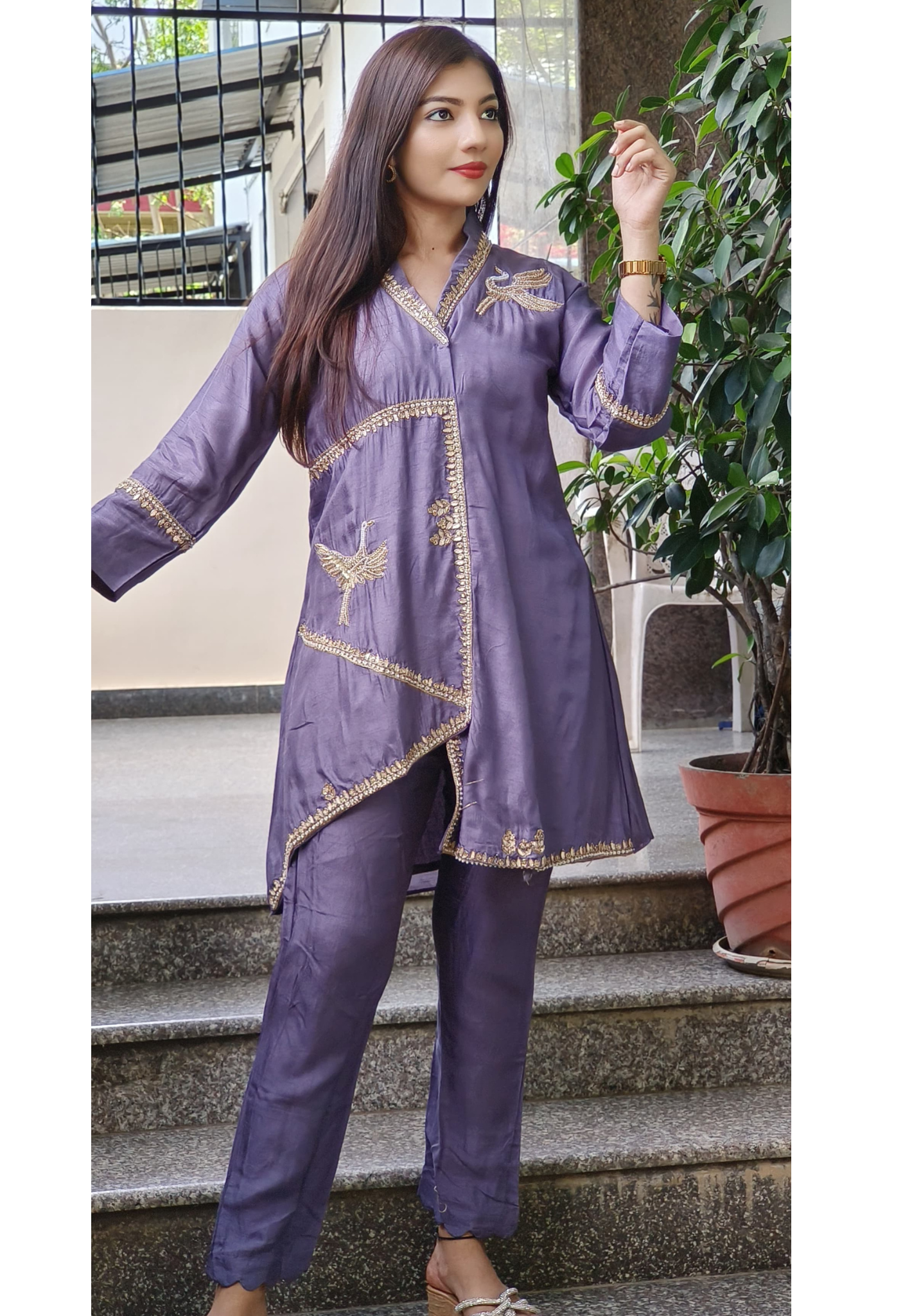 Elegant Silk Indo-Western Kurta Pant Set – A Fusion of Tradition & Contemporary Style with Intricate Embroidery 09298,09296,09297