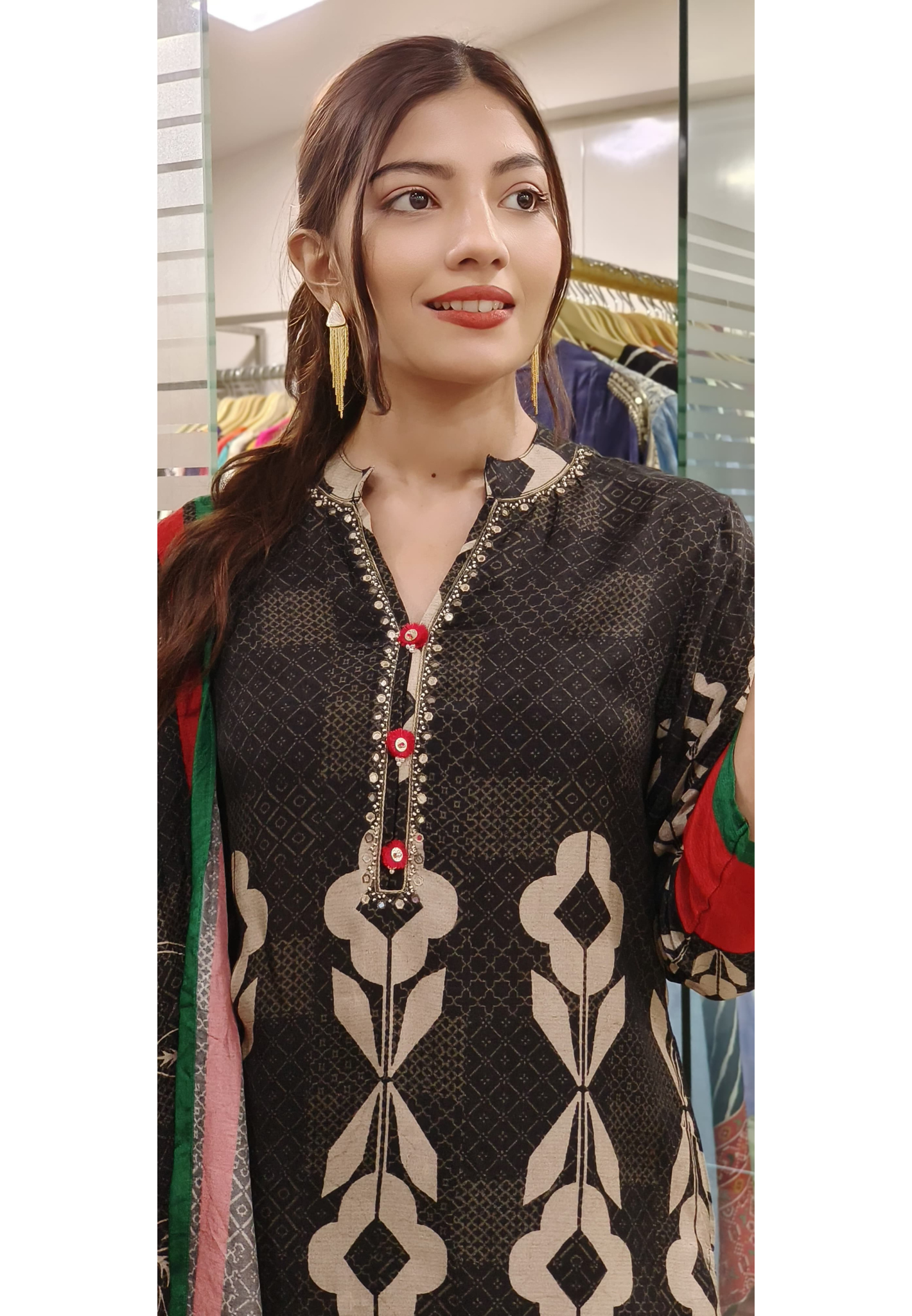 Beautiful Dola Silk printed full suit set-09439