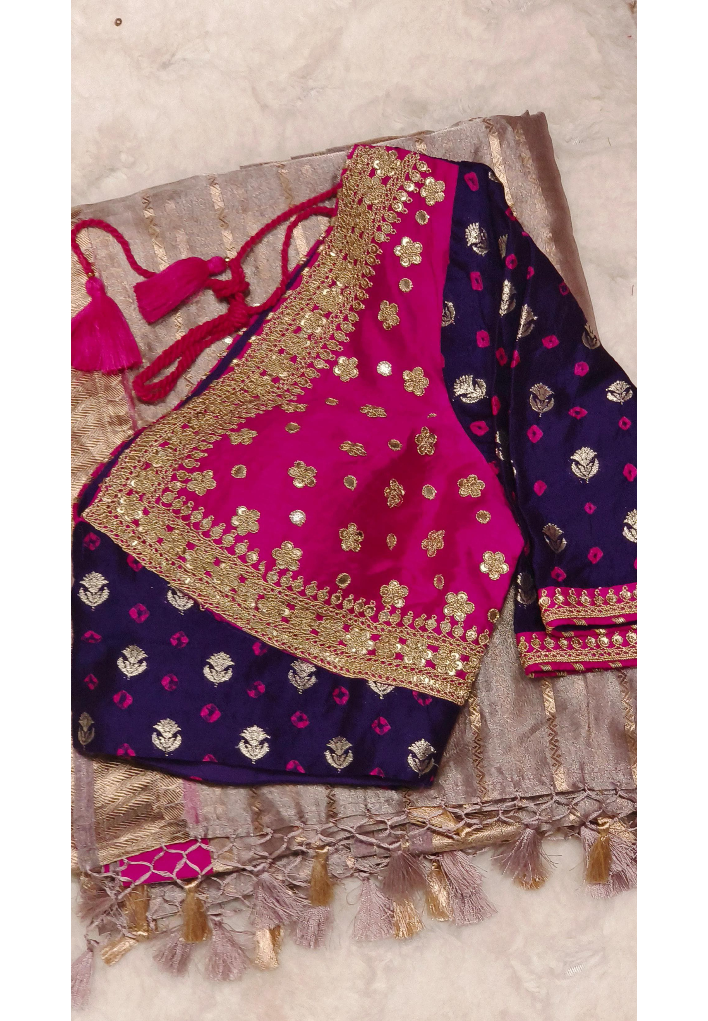 Heavy Embroidered Real Tissue Fabric Designer Saree With Stitched Padded Blouse