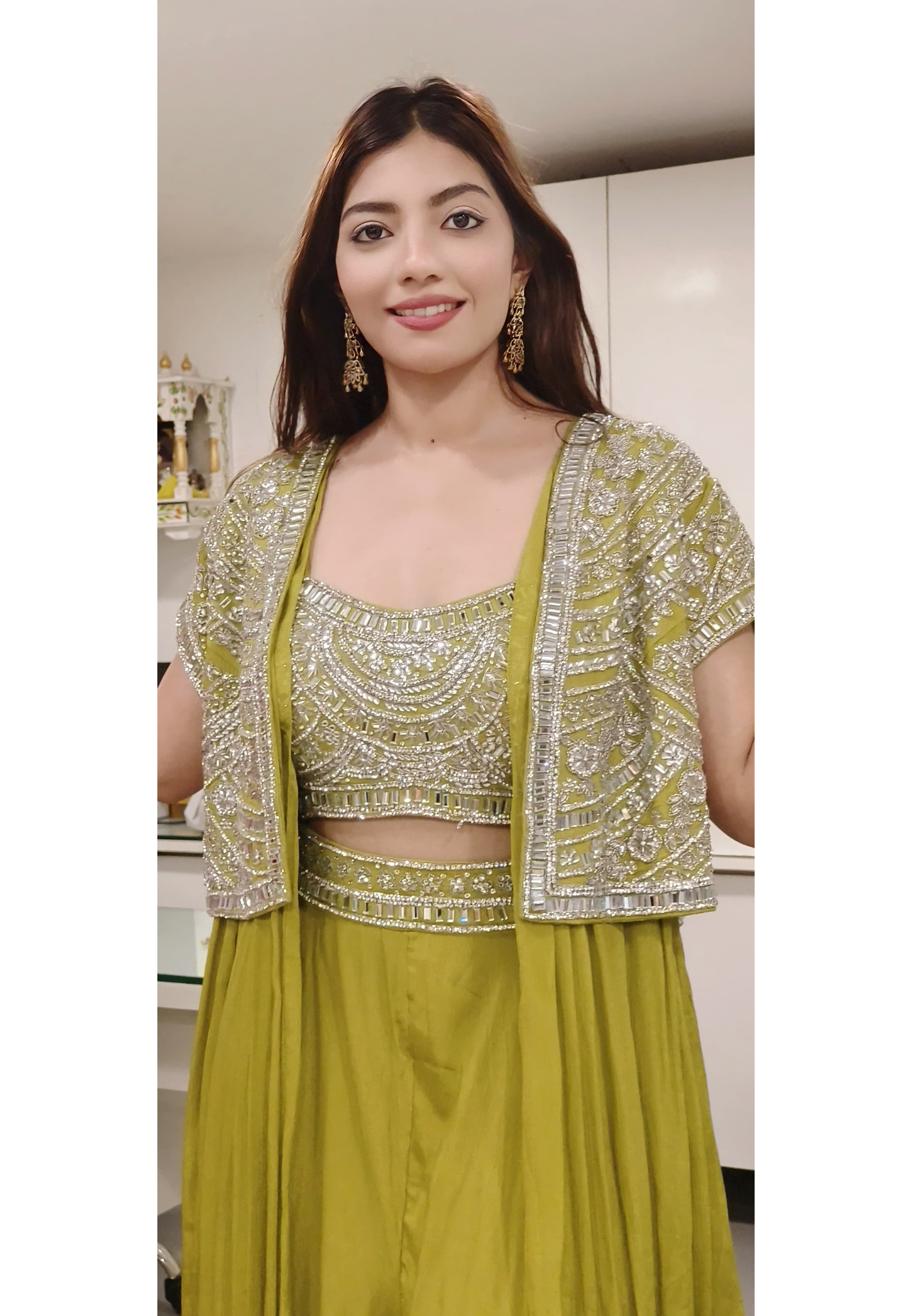 Crystal & Stone Heavy Work Buster With Skirt Look Palazzo With Jacket Designer Indo Western- 09899-On Orders