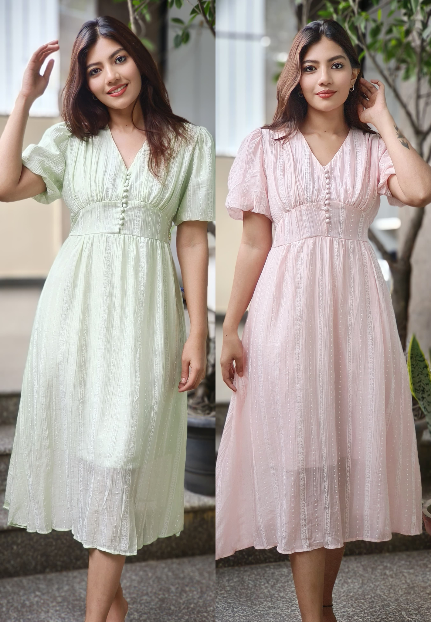 Pastel Grace Puff Sleeve Dress
