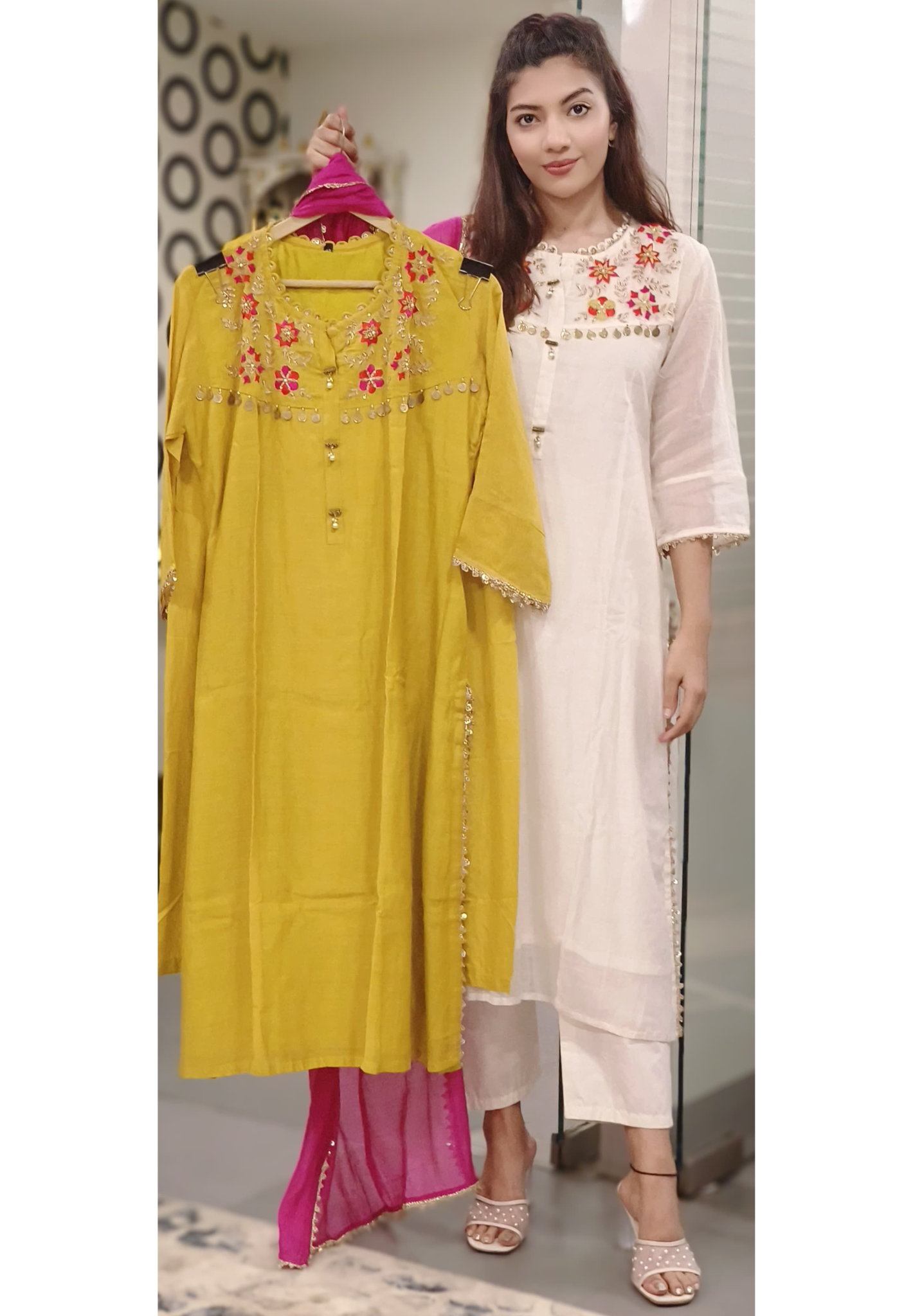 Beautiful Mul Chanderi Embroidered Full Suit Set