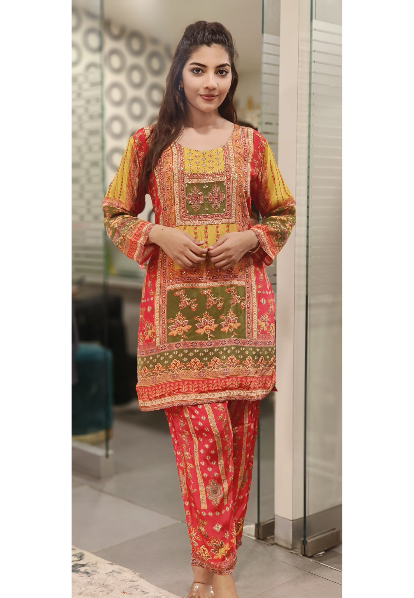 Crape Cutdana Work Digital Print Kurta Pant All Diffrent designe-07576