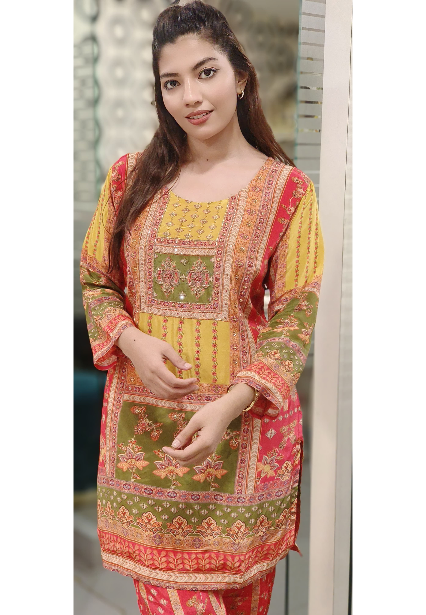 Crape Cutdana Work Digital Print Kurta Pant All Diffrent designe-07576