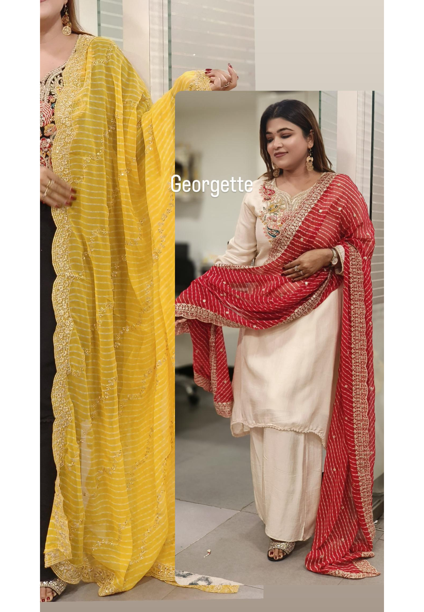 Georgette Printed Gotta Work Border Only Dupatta