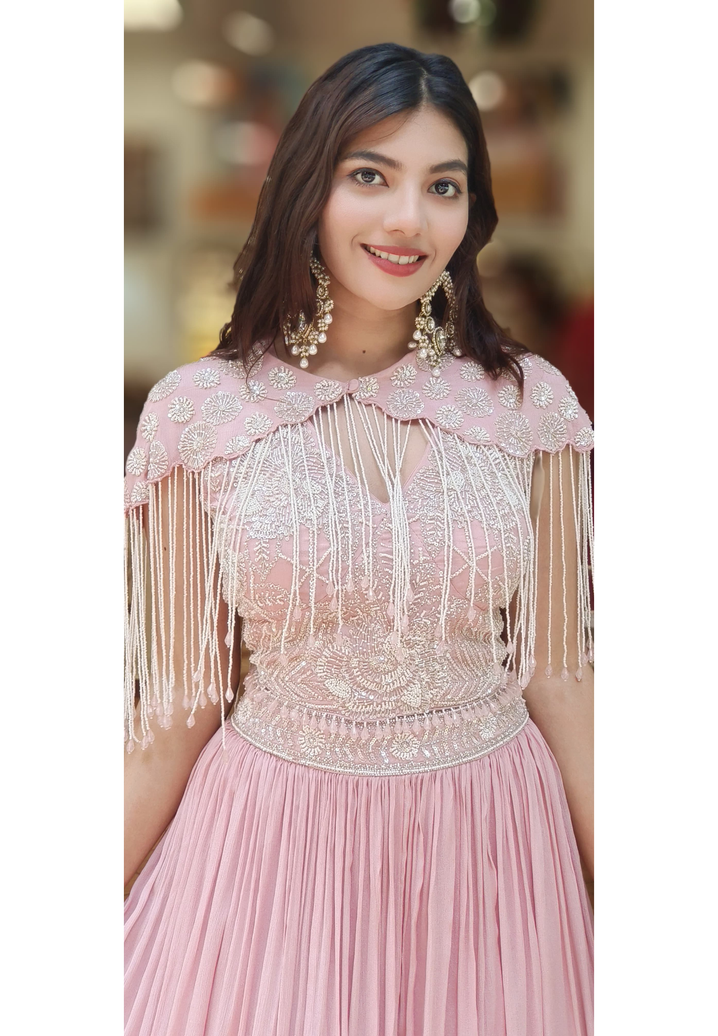 Heavy Handwork Crop-Top Skirt With Stylish Cape