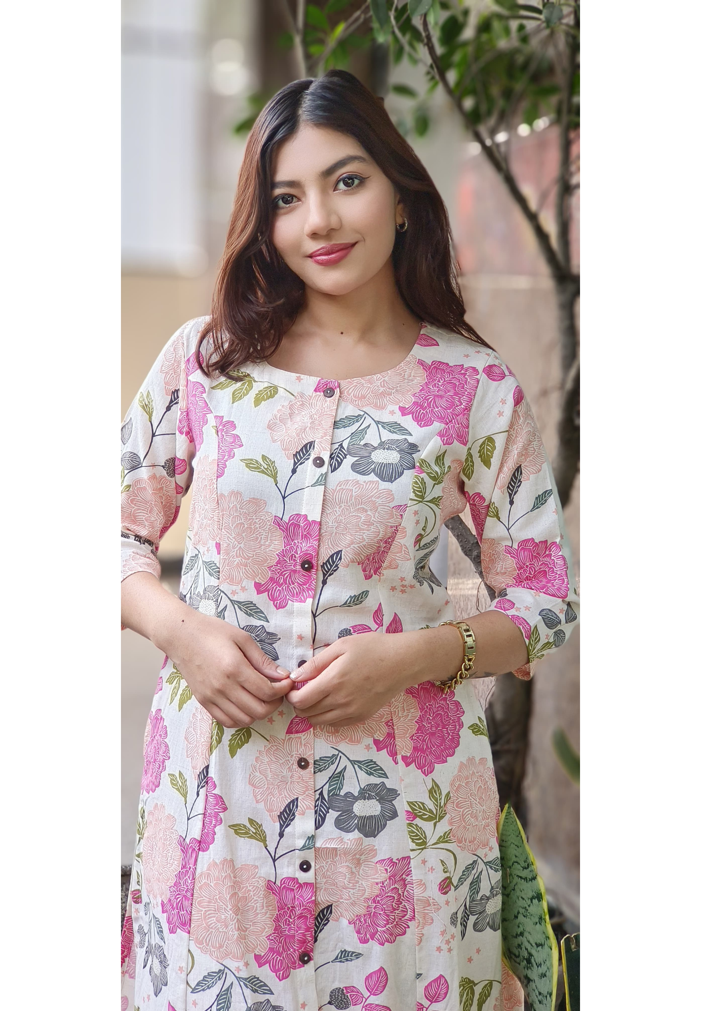 Floral Elegance Printed Kurta Pant In Cotton Fabric