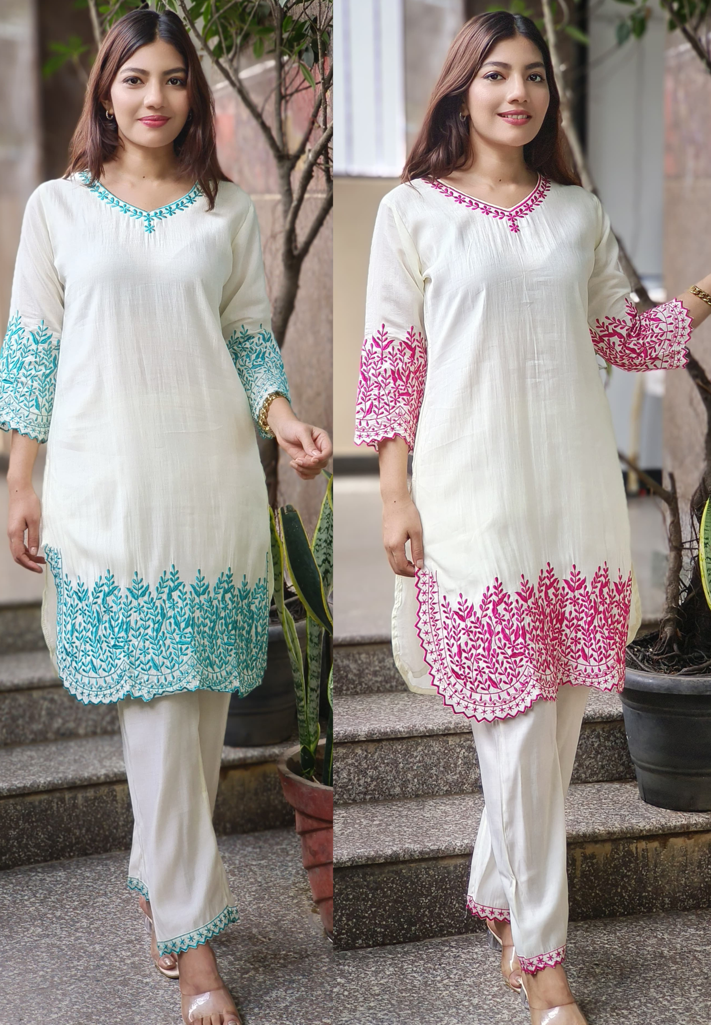 Thread Embroidered Decent Look Kurta Pant Set In Modal Muslin Fabric