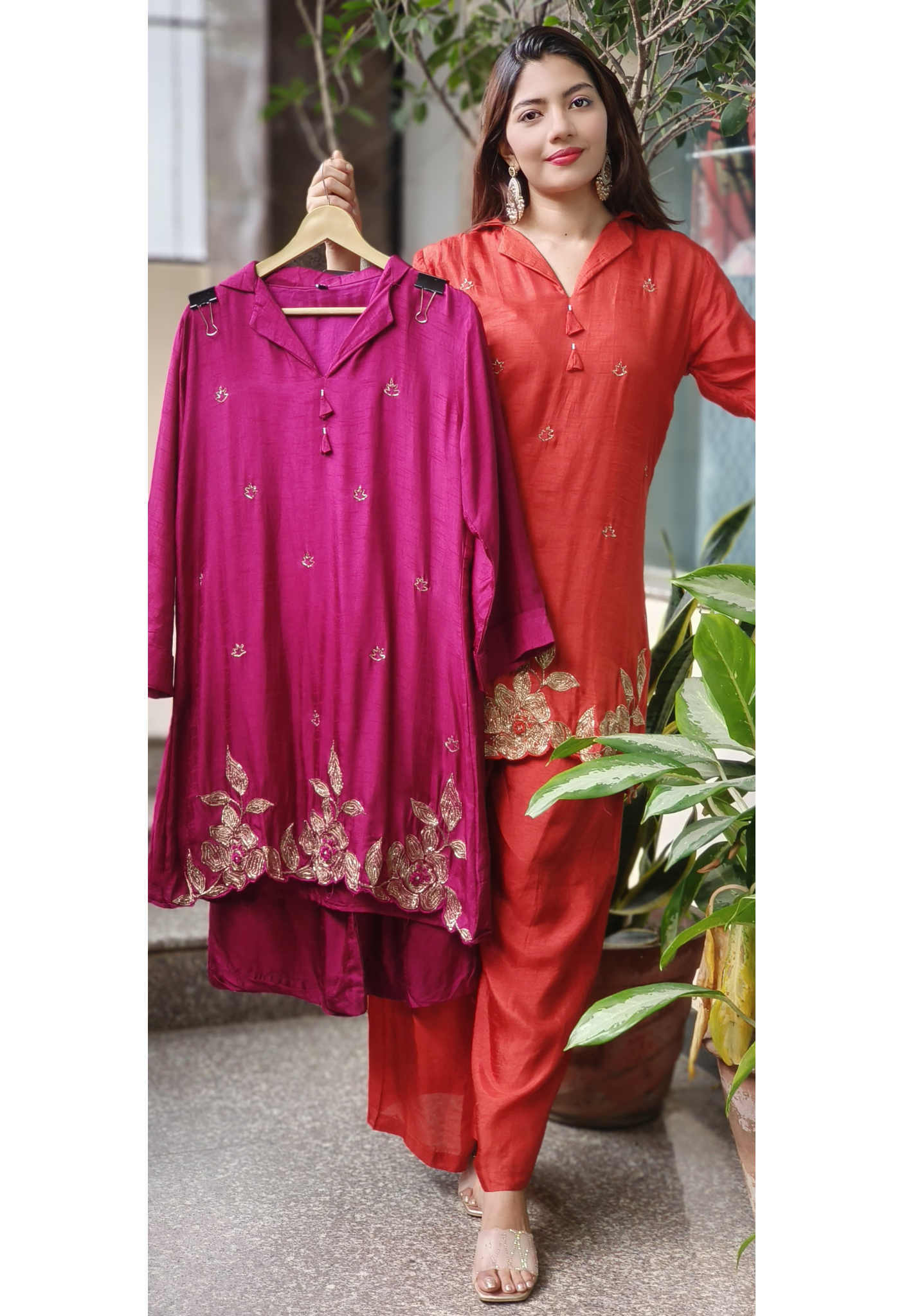 Embroidered Silk Fabric stylish co-Ord set