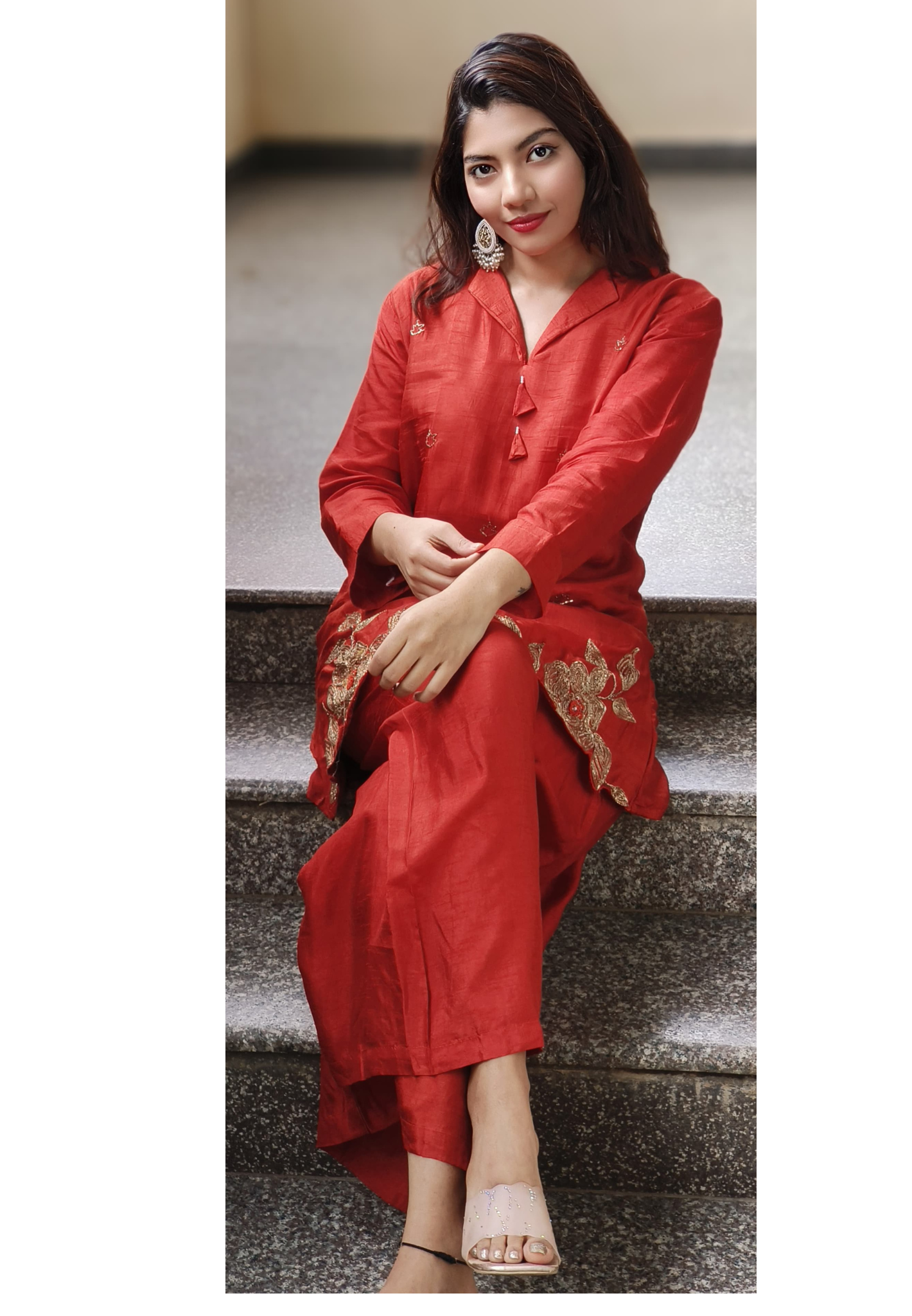 Embroidered Silk Fabric stylish co-Ord set