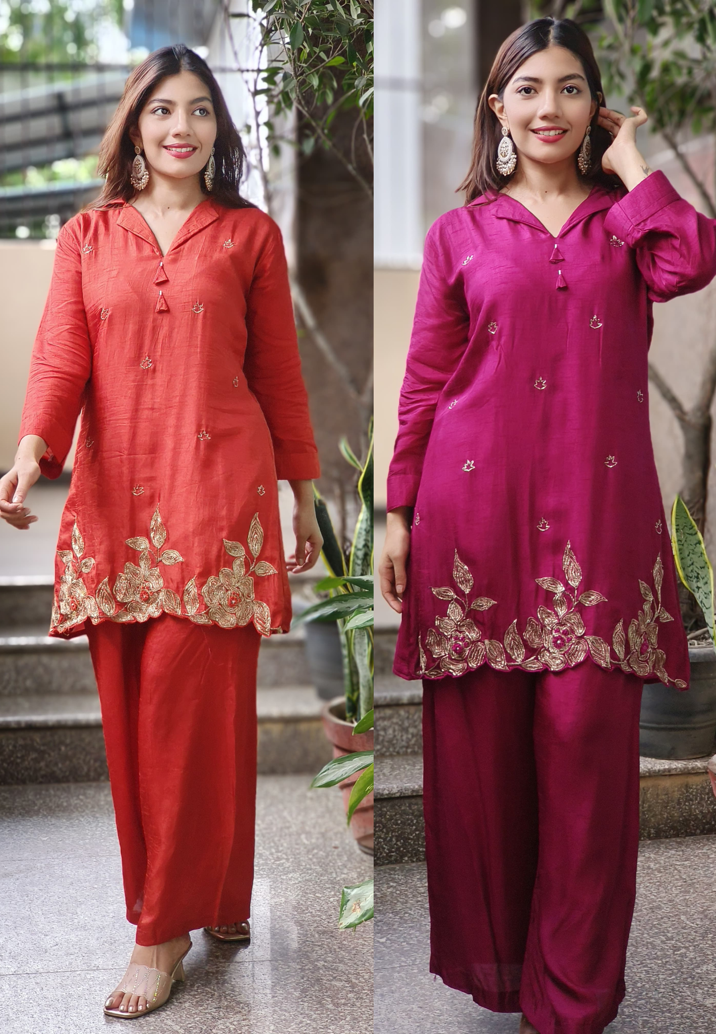 Embroidered Silk Fabric stylish co-Ord set