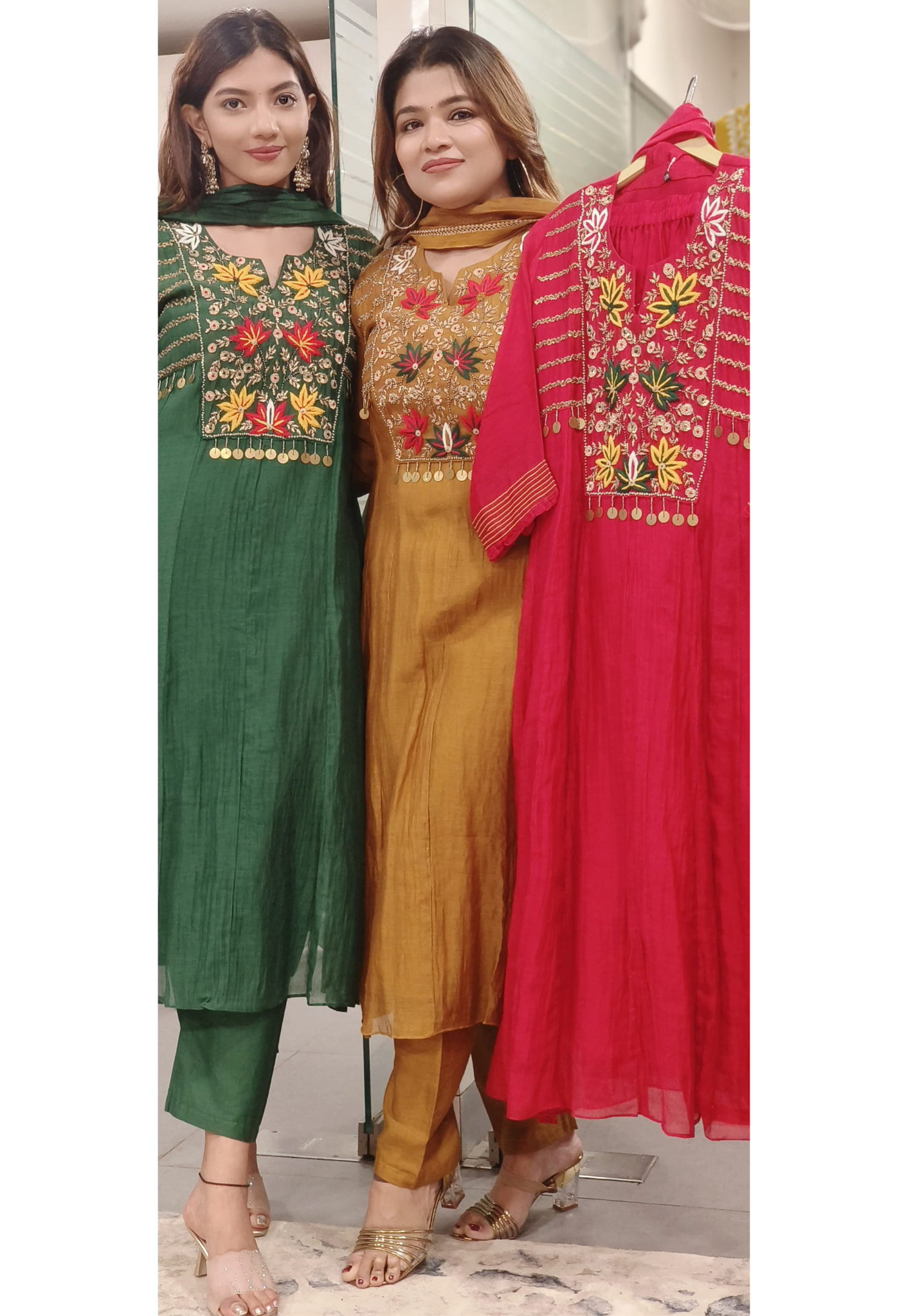 Zardosi Heavy Front Embroidery Work A-Line Suit Set With Dupatta 10477 10478