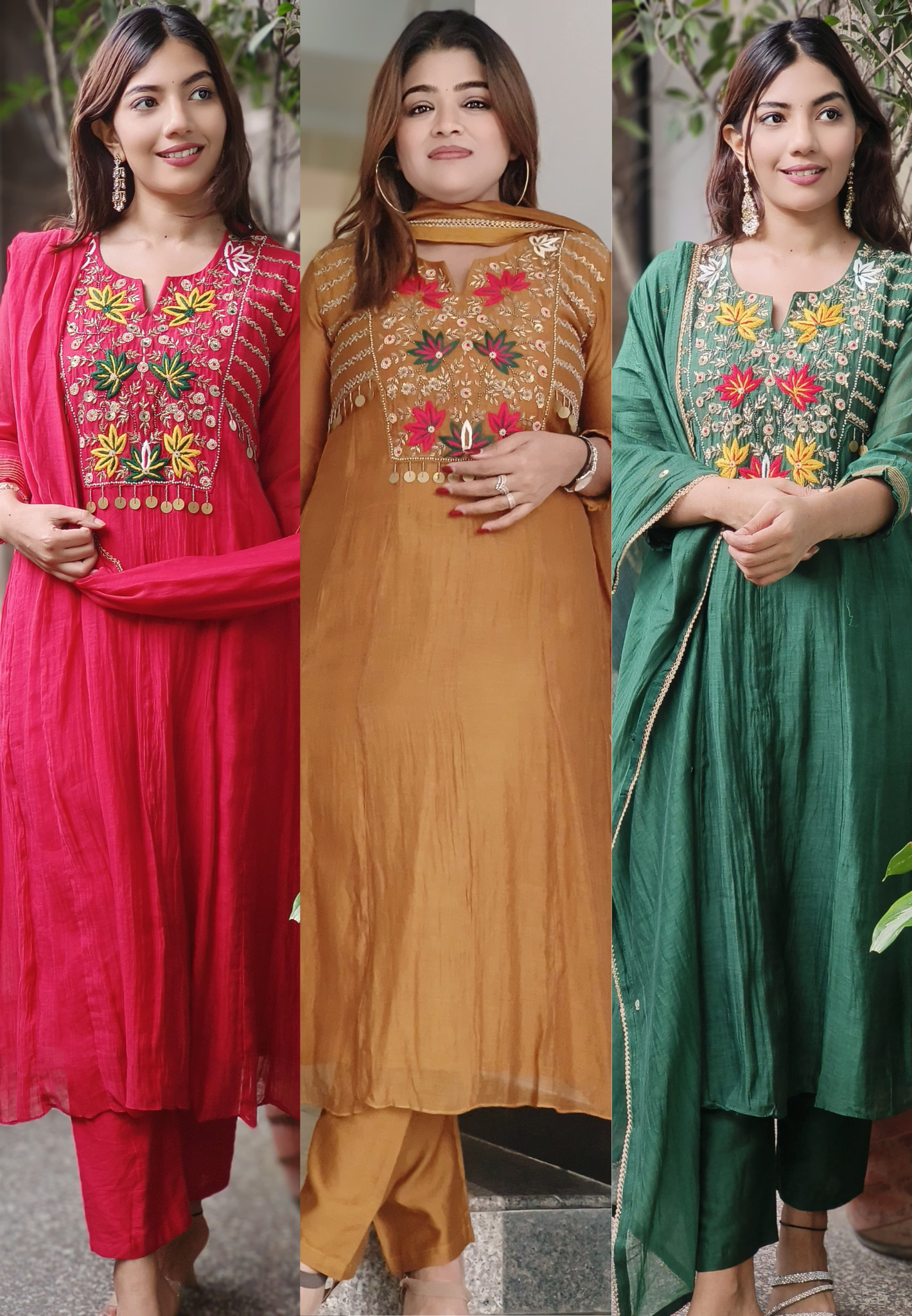 Zardosi Heavy Front Embroidery Work A-Line Suit Set With Dupatta 10477 10478