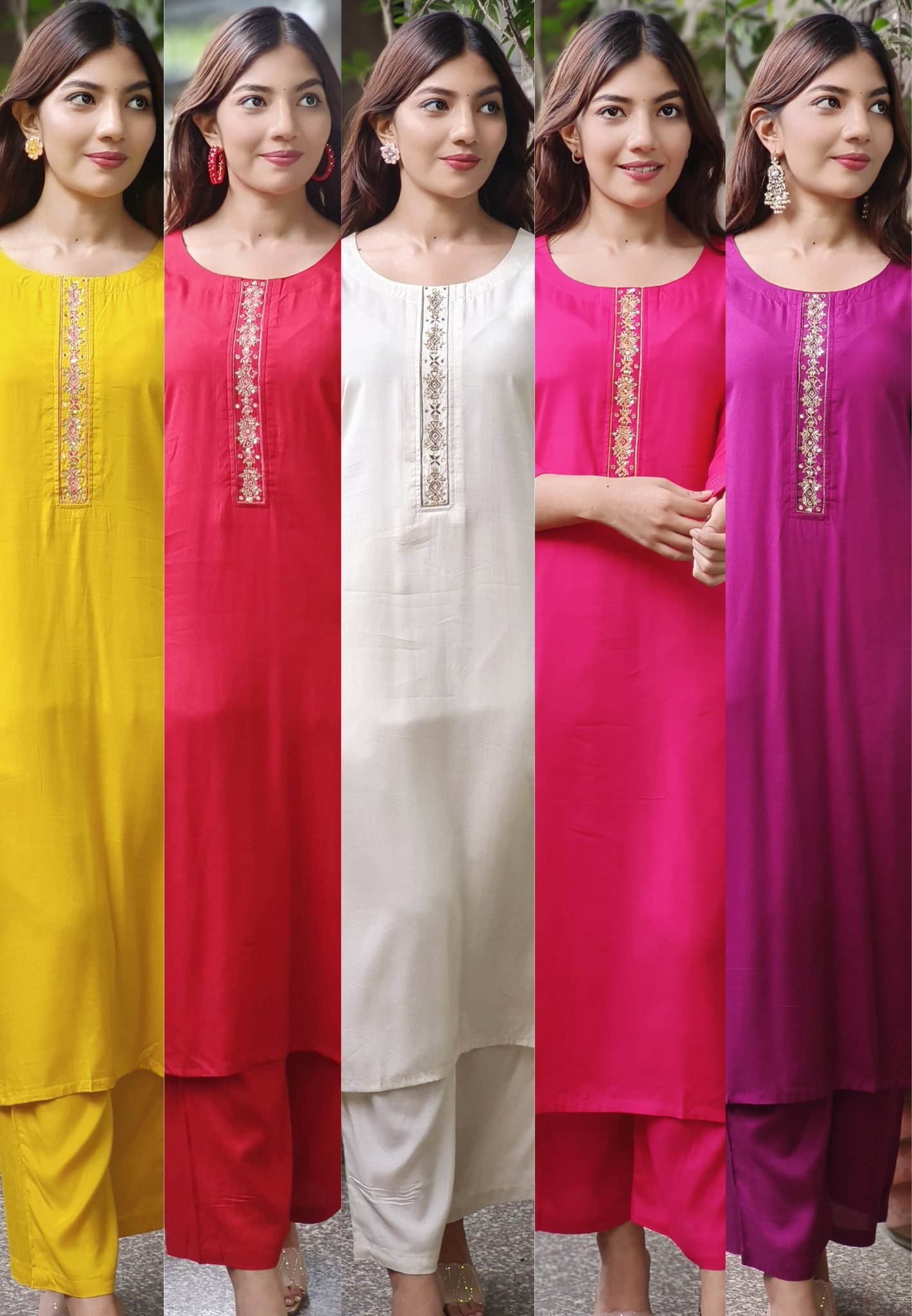 Minimal Embroidery Solid Straight Kurta Pant Set In Muslin Fabric(Lean Fit)