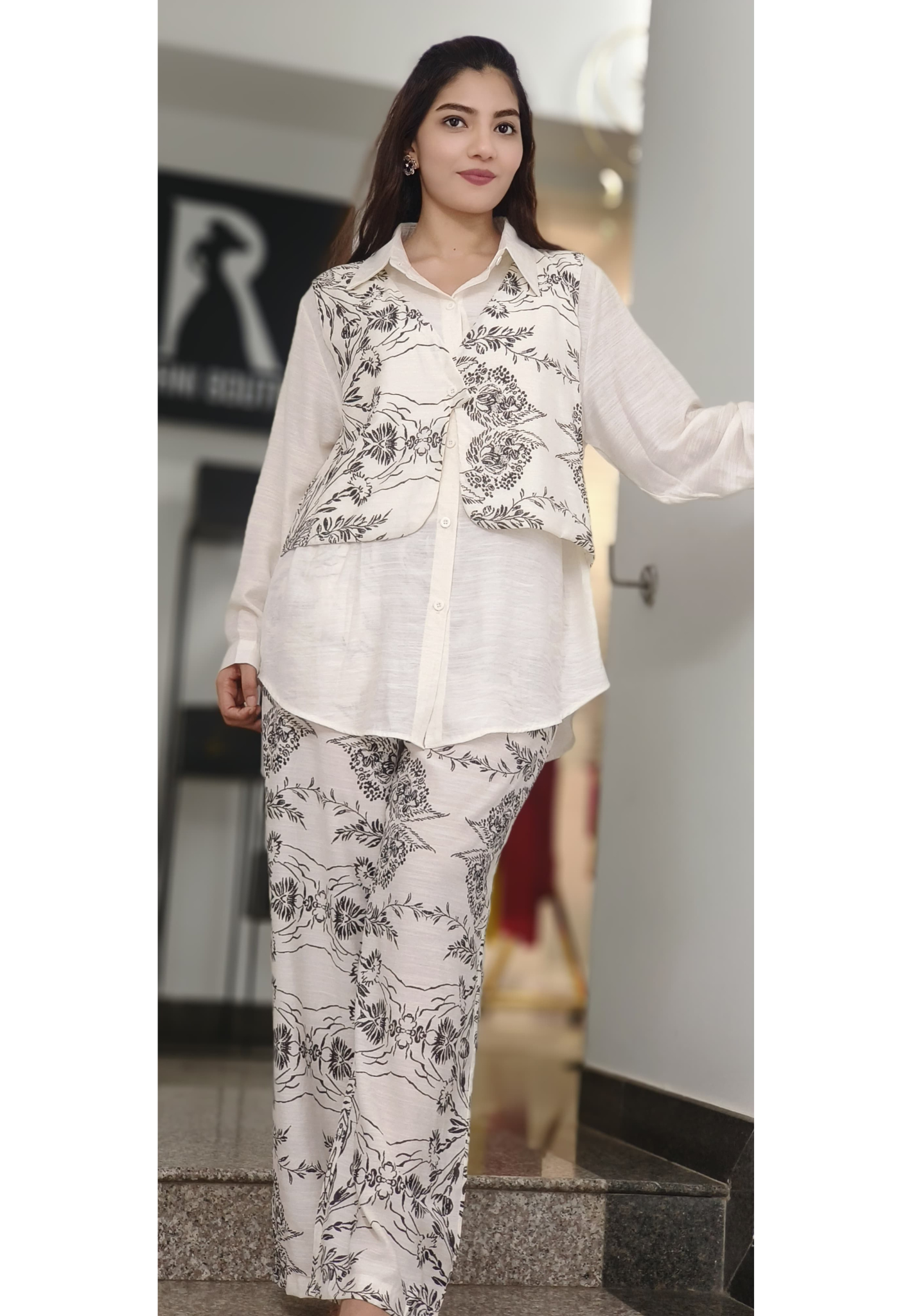 Regal Muse Embroidered Linen Co-Ord Set