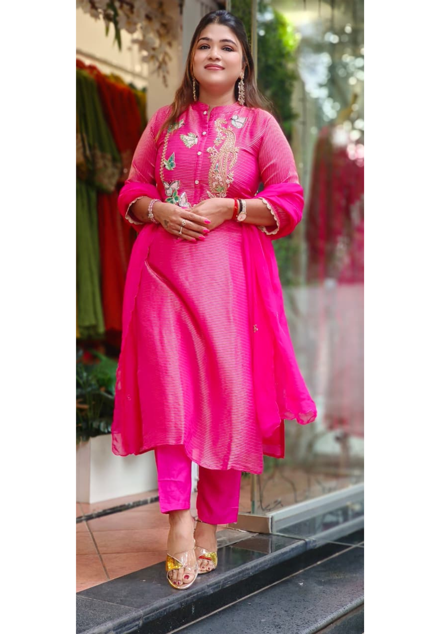 Beautiful Figures Designed Full Suit Set With Dupatta In Pure Tissue Fabric
