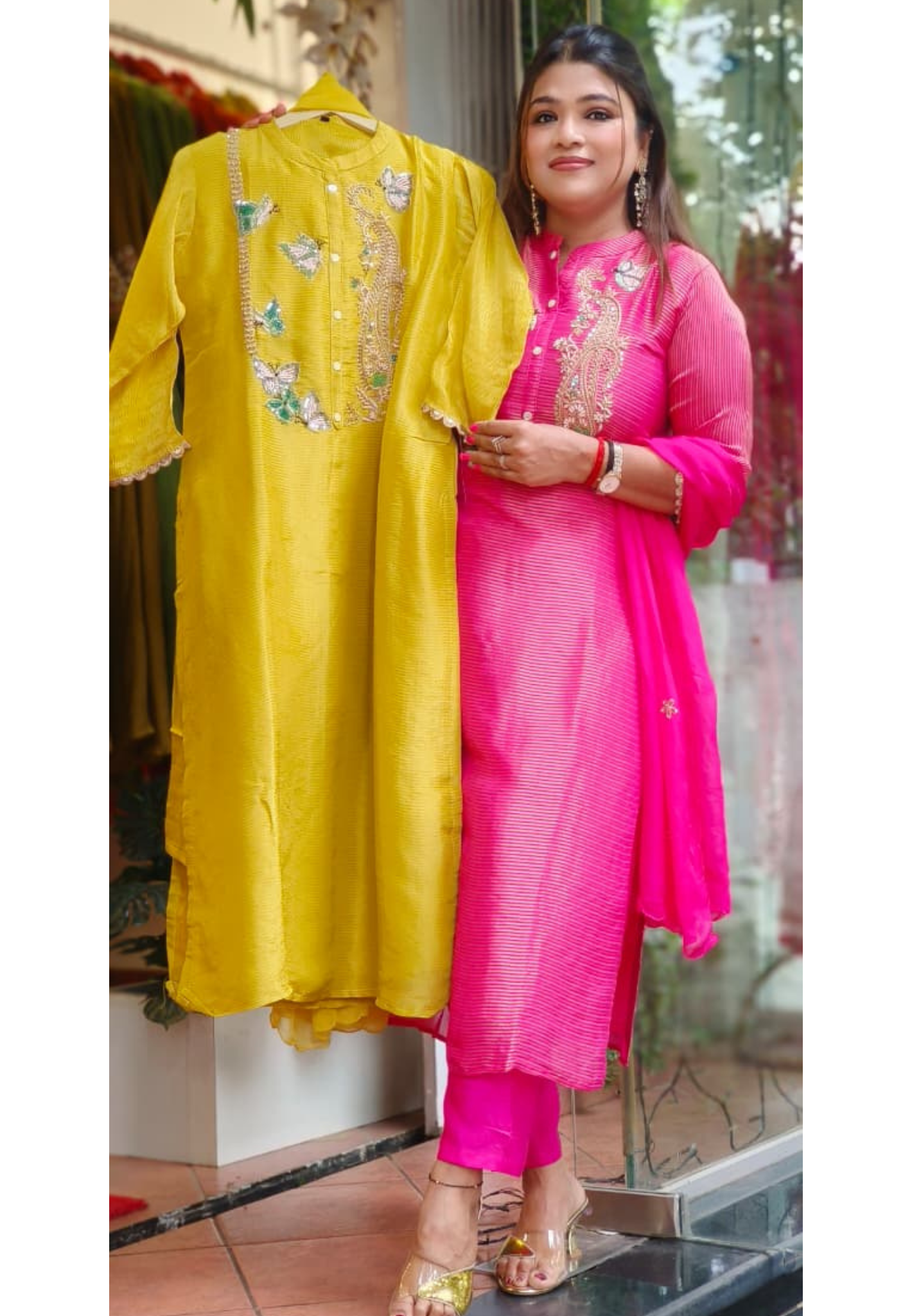 Beautiful Figures Designed Full Suit Set With Dupatta In Pure Tissue Fabric