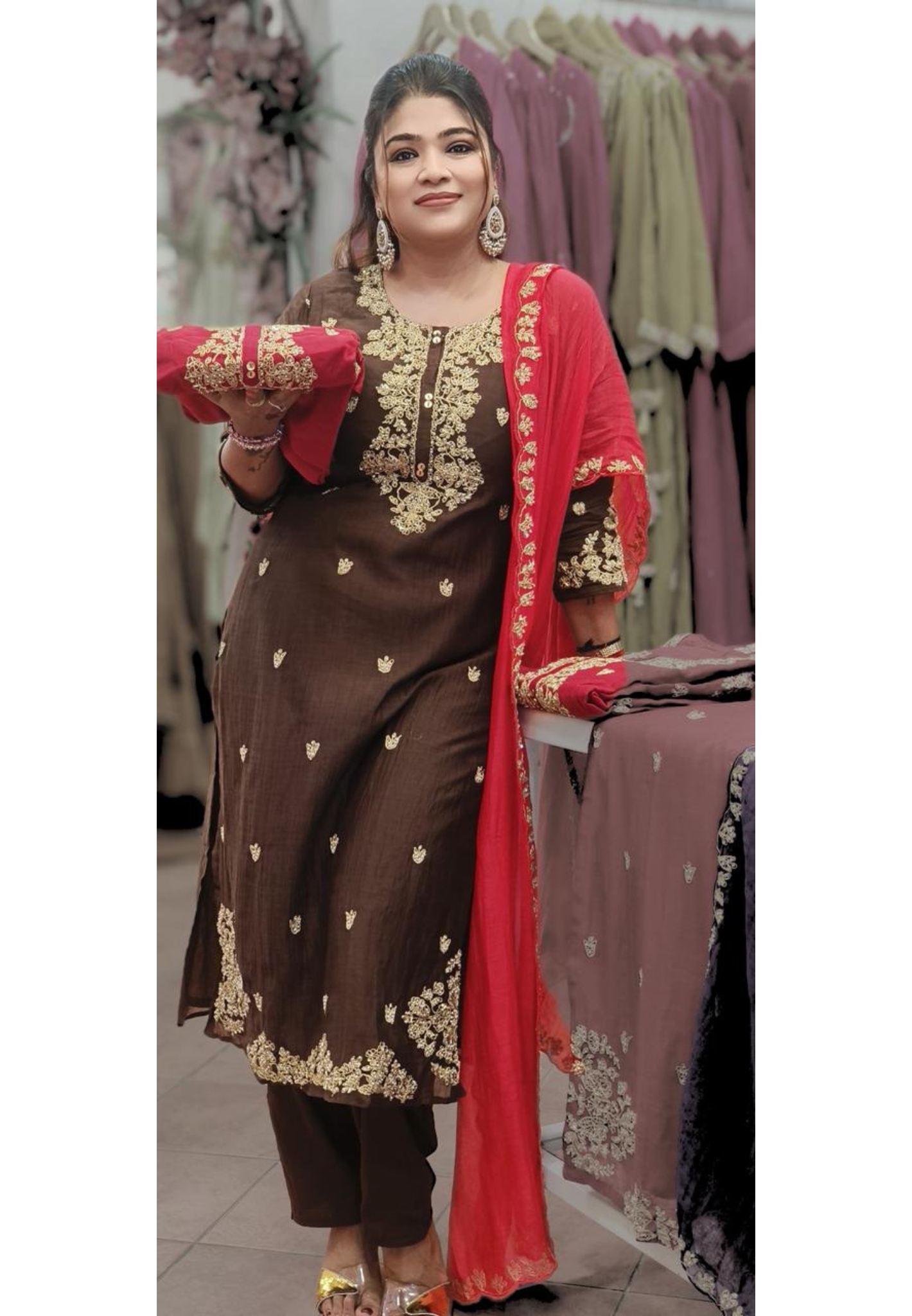 Beautiful Zardosi Suttle Handwork Full Suit Set With Dupatta 10707-10708
