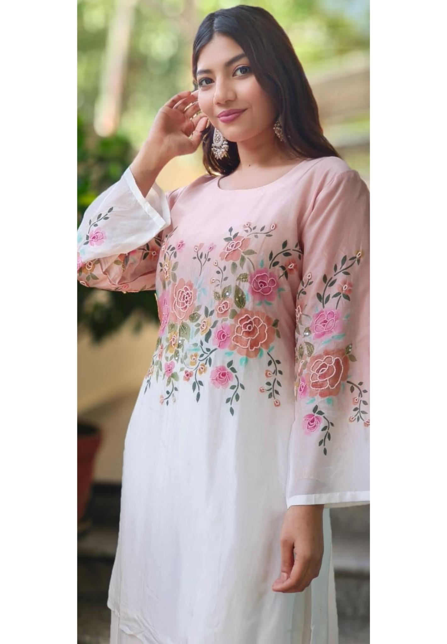 Soft Toned Ombre Look Very Elegant Floral Work Co-Ord Set-10714