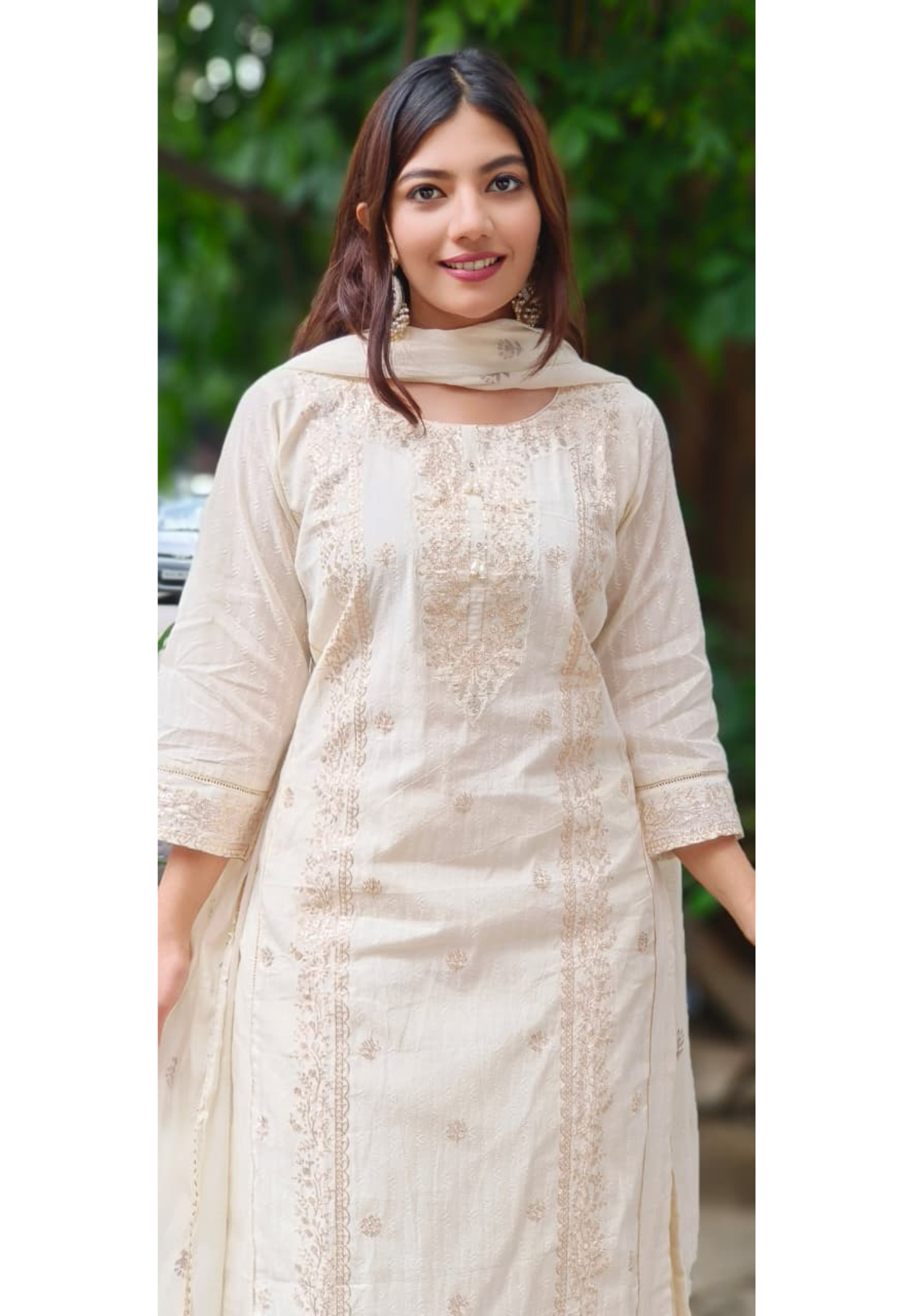 Sunehri Saaz Zari Full Suit Set With Dupatta In Pure Cotton Fabric-10649