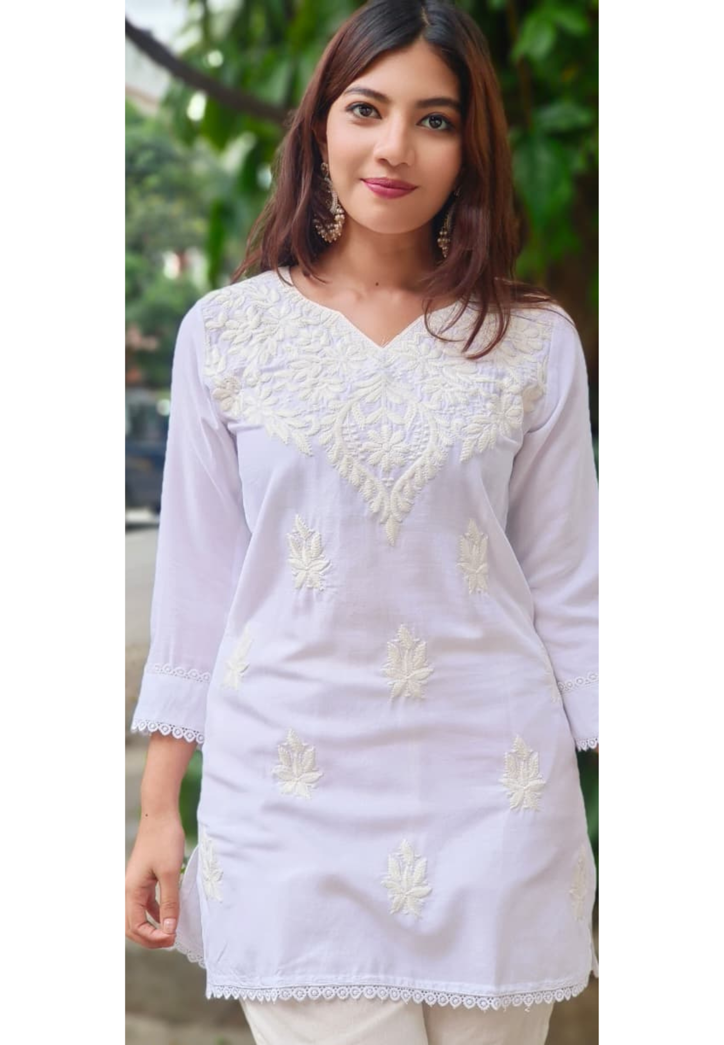 Rayon Fabric Pure White Kurti Only