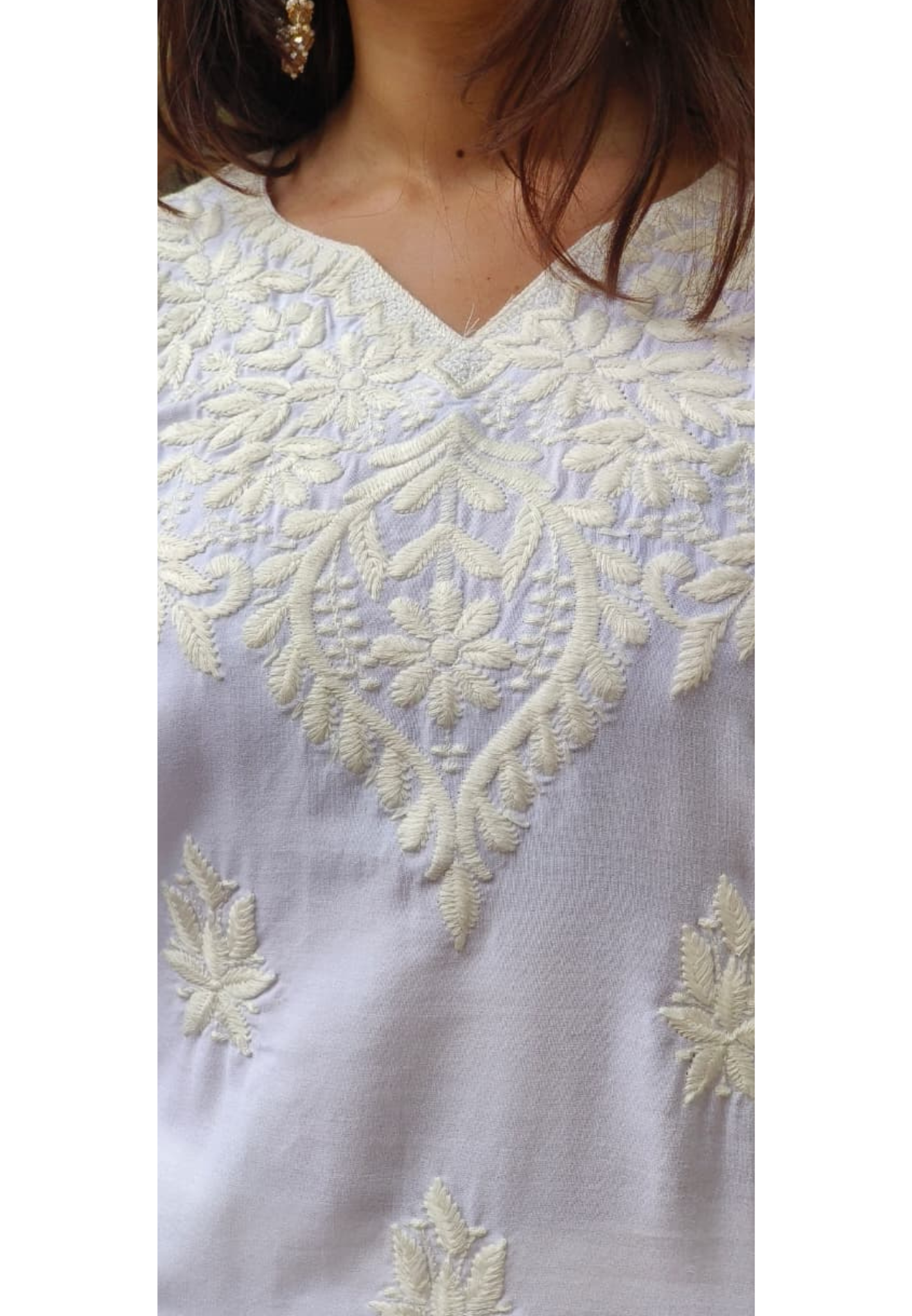 Rayon Fabric Pure White Kurti Only