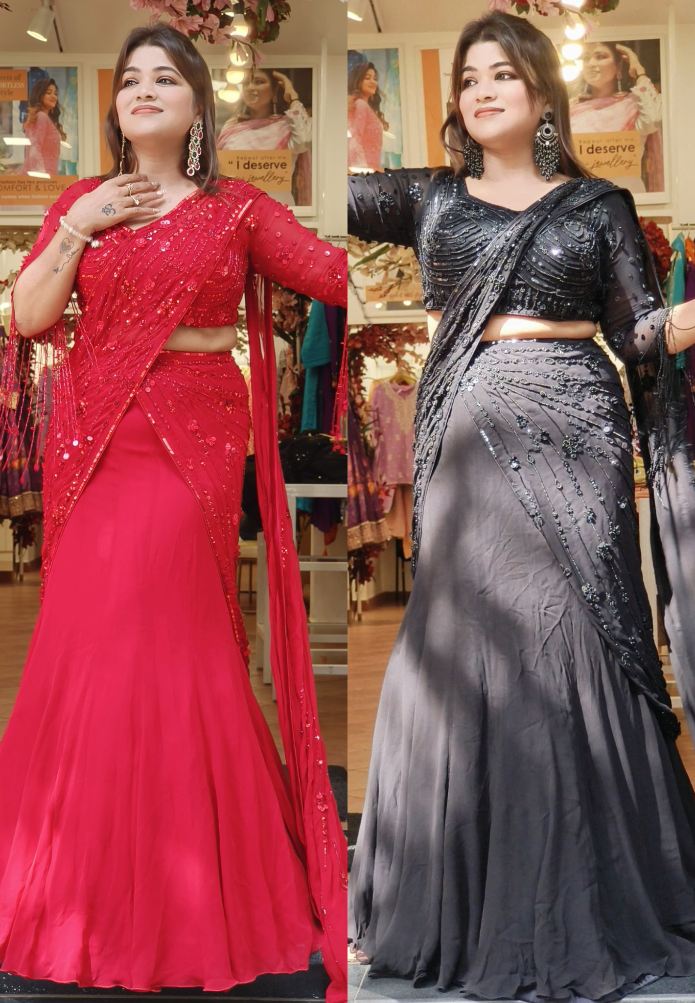 Stunning Georgette Embellished Lehenga Set with Stylish Sleeves DRY WASH-ONLY ON ORDERS DISPATCHING AFTER 30 DAYS