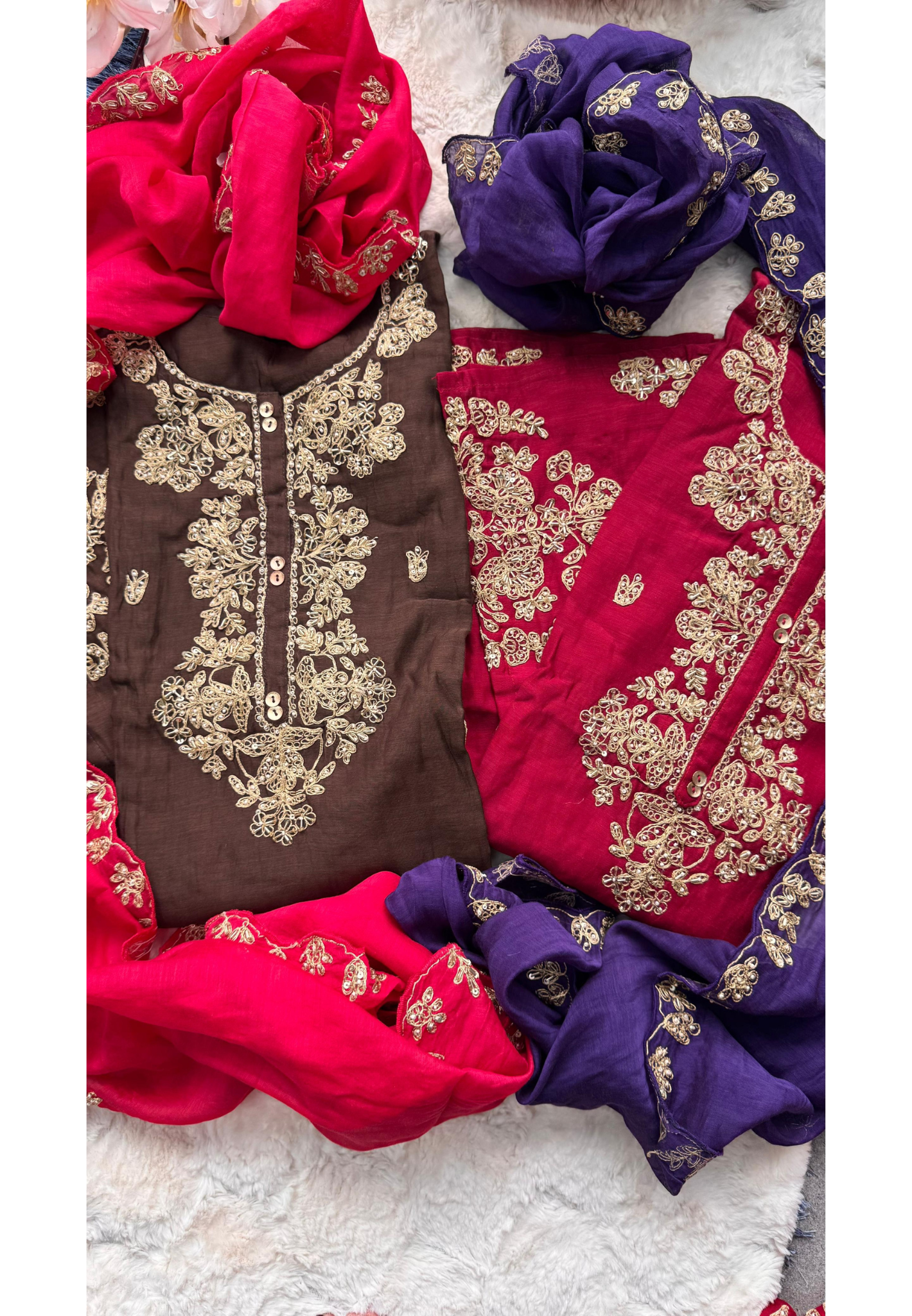Beautiful Zardosi Suttle Handwork Full Suit Set With Dupatta 10707-10708