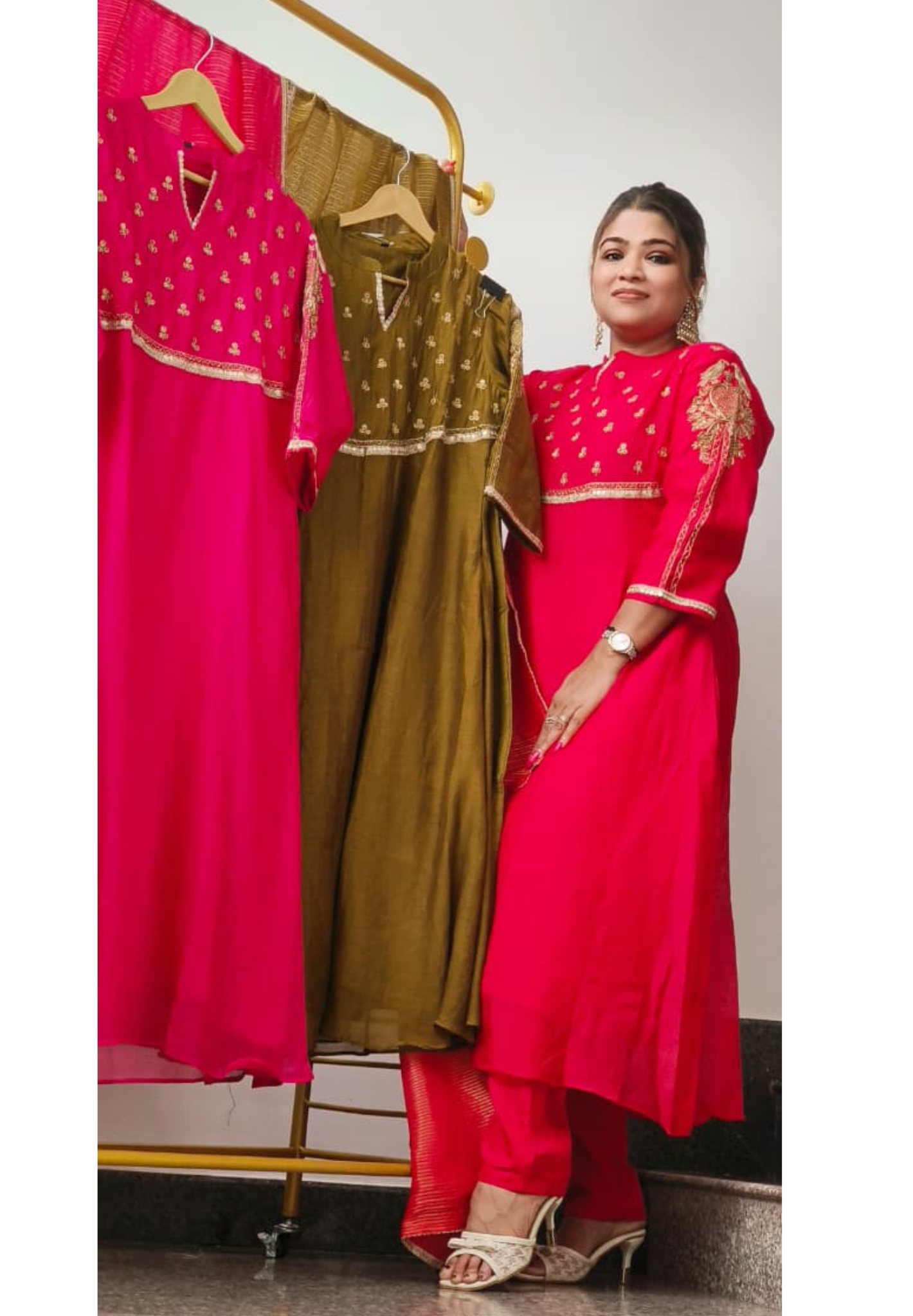 Golden Charm Embroidered A-Line Full Suit Set With Dupatta-11130,29,28