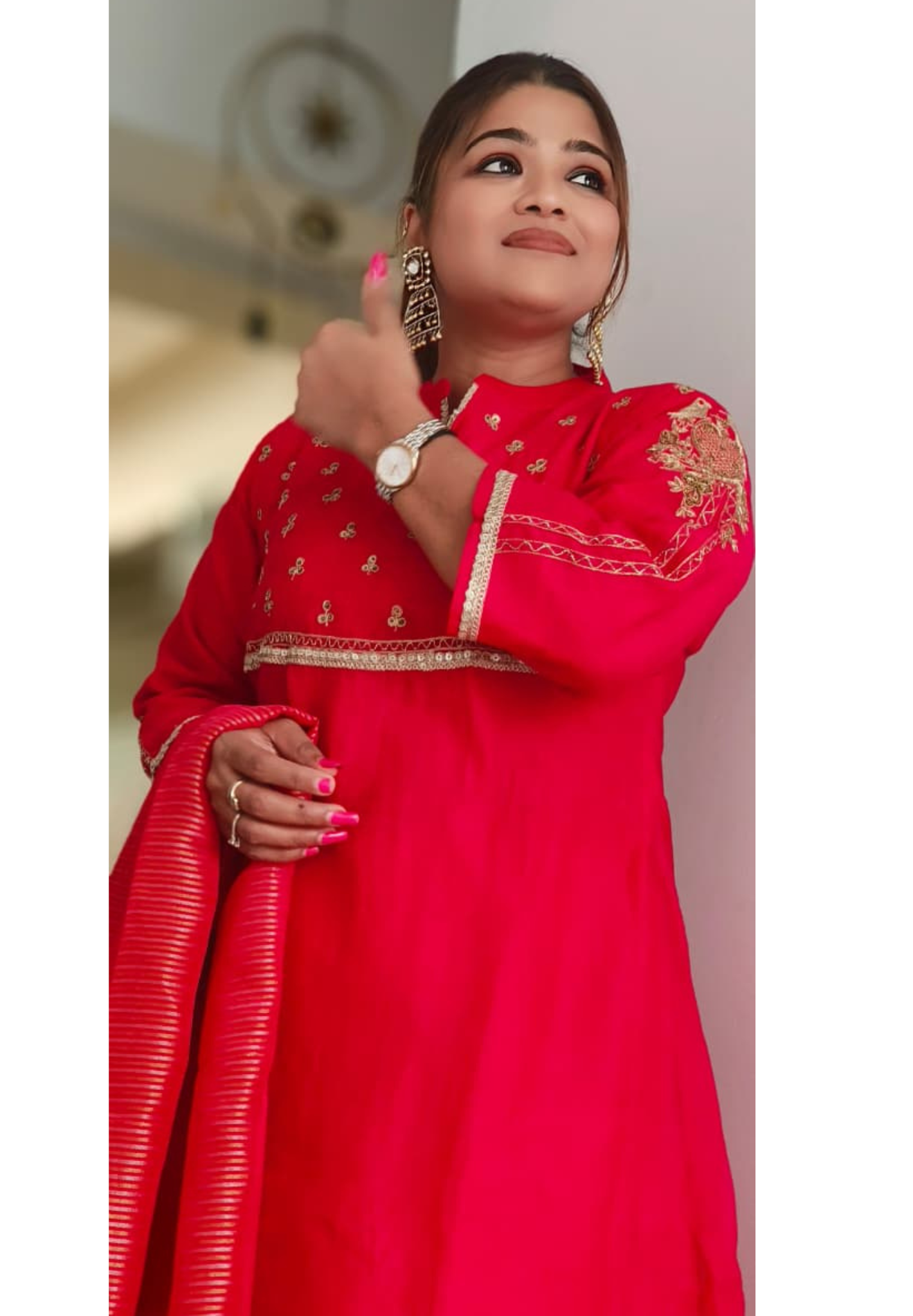 Golden Charm Embroidered A-Line Full Suit Set With Dupatta-11130,29,28