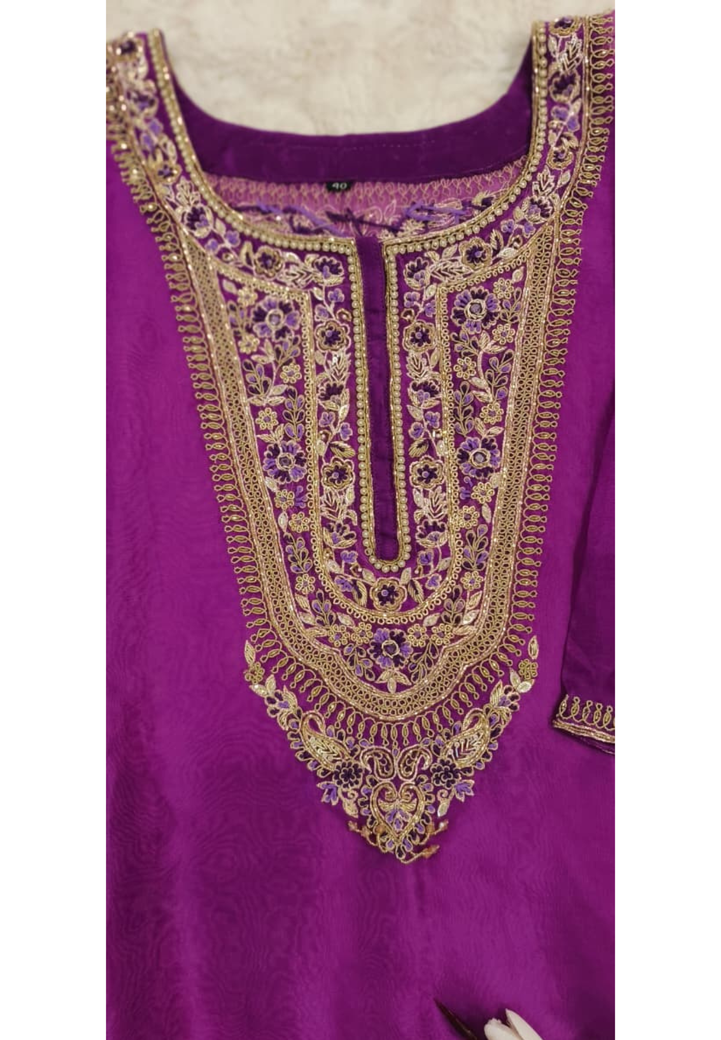 Vibrant Tone Premium Zardosi Crystal Hang Tissue Organza Kaftan With Crepe Inner & Simple Bottom