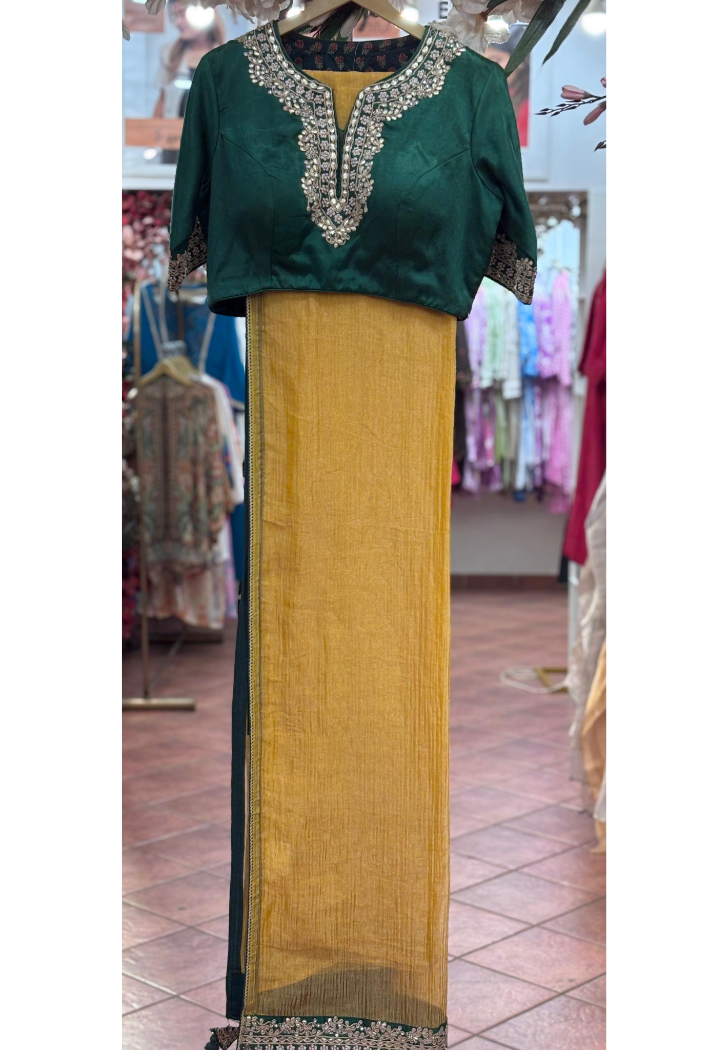 Minimal Bordered Beautiful Ready To Wear Designer Saree In Crush Tissue Fabric