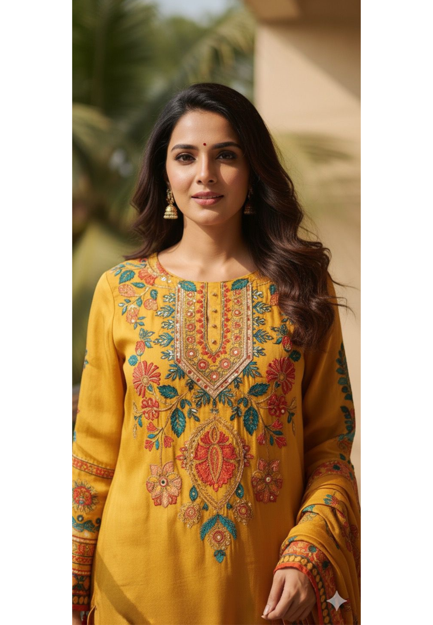 Placement Digital Floral Print With Foil Wok Full Suit Set With Dupatta In Crepe Fabric