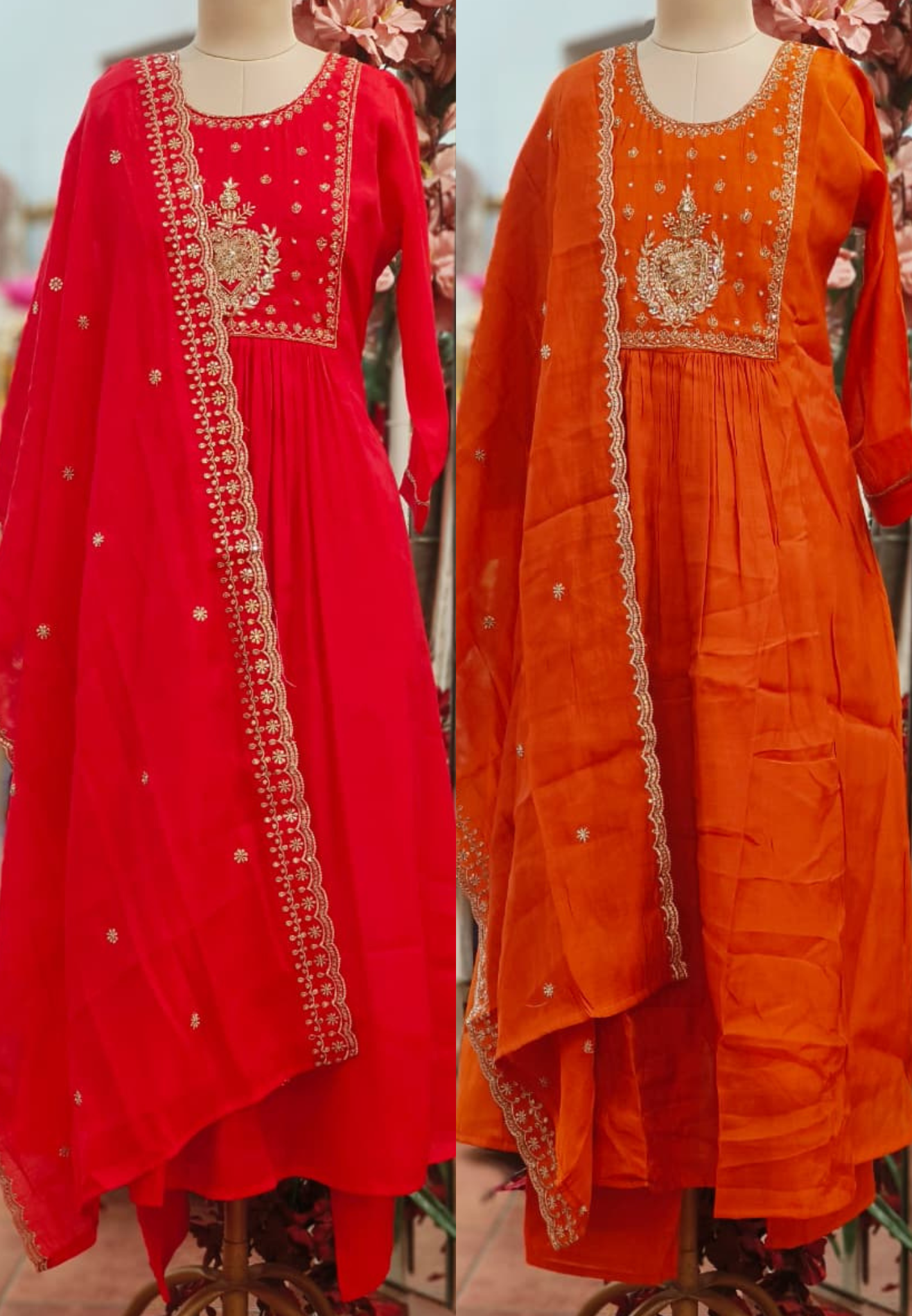 Elegant Gotta With Zardosi Work Anarkali Full Suit Set With Dupatta In Surat Mul Chanderi Fabric