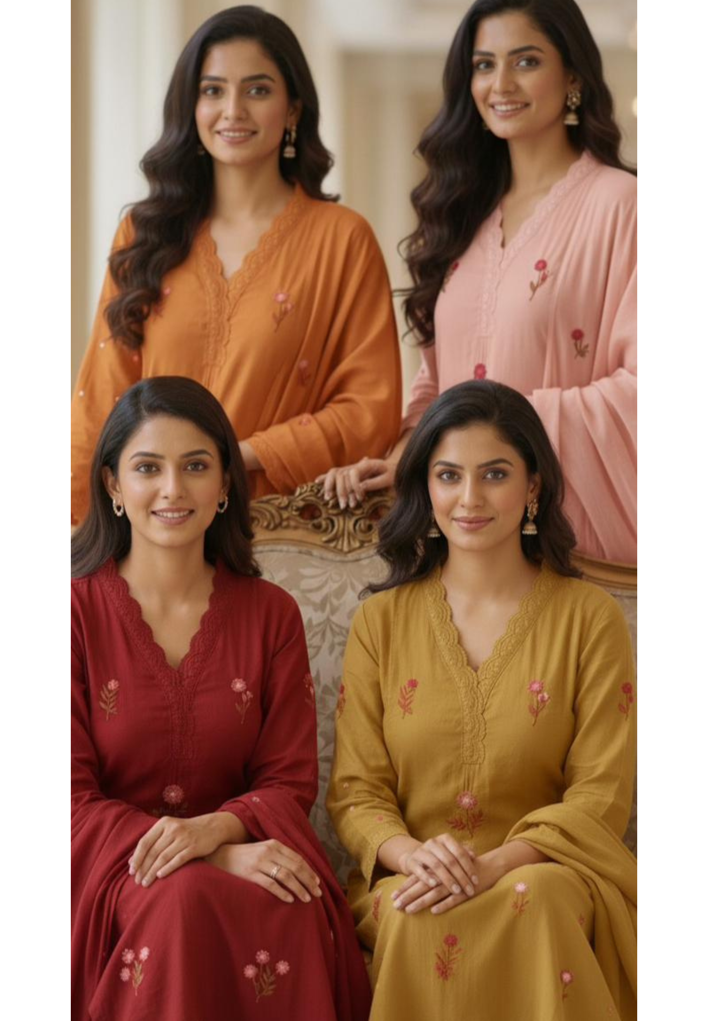 Premium Cotton Fabric Full Suit with Intricate Thread Embroidery, Floral Lace Neck Design & Matching Bottom and Dupatta-12174,12172,12175,12173 Dispatching From Monday